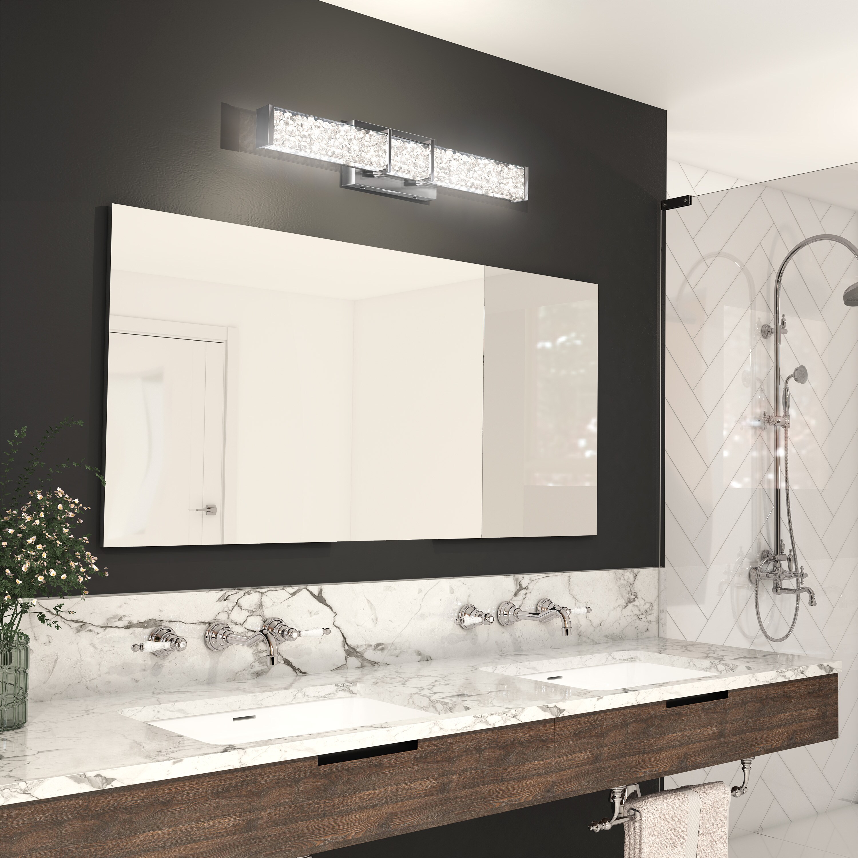 Dimmable NEW-Artika Riviera Chrome Plated Integrated LED Vanity Light 