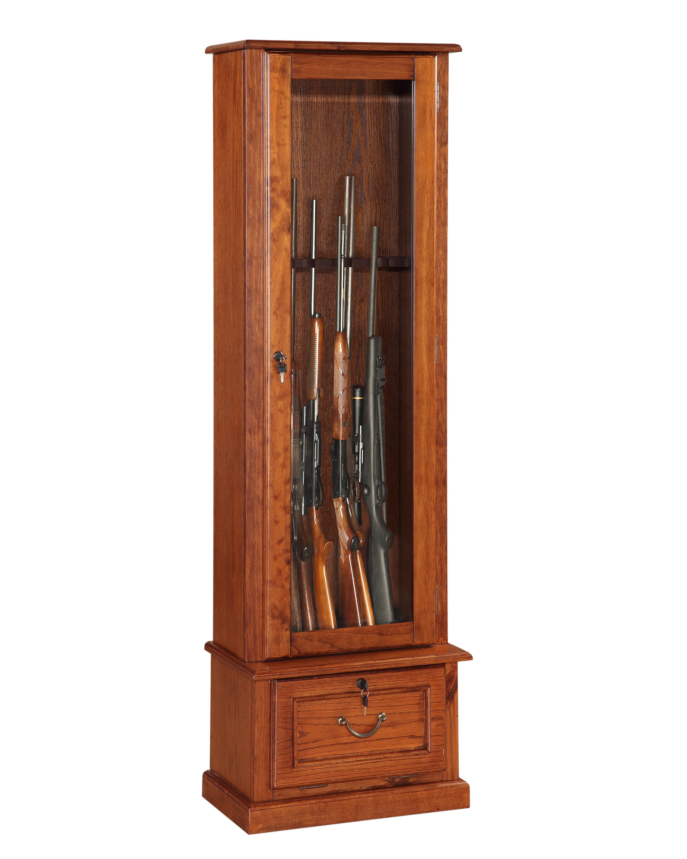 Gun Collector Display Cabinet Wall Mount Rack Wood Case Rifle Shotgun Horizontal 
