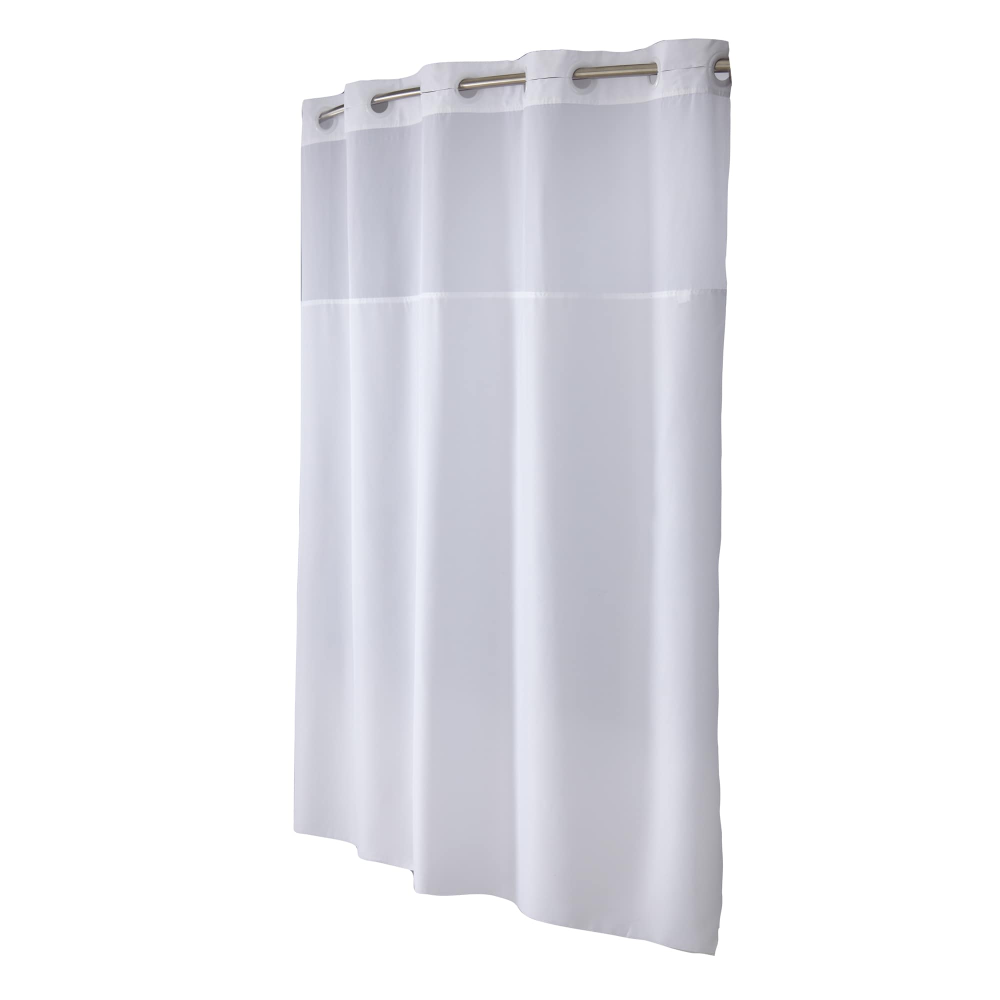 Hookless Waves Sheer Polyester Shower Curtain with 12" Sheer Voile Window 71... 