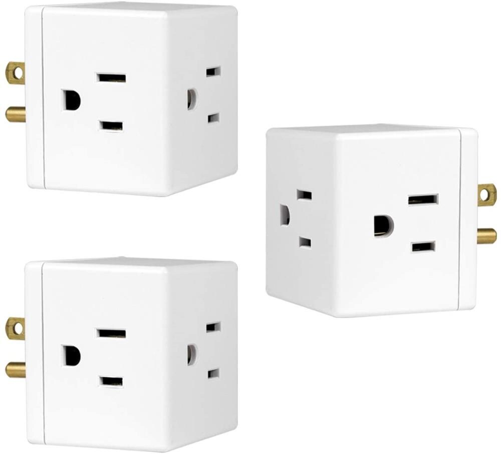 COOPER SA483W 15A 125V Three Outlet Cube Tap Single Receptacl to 3 Outlets 1pcs 