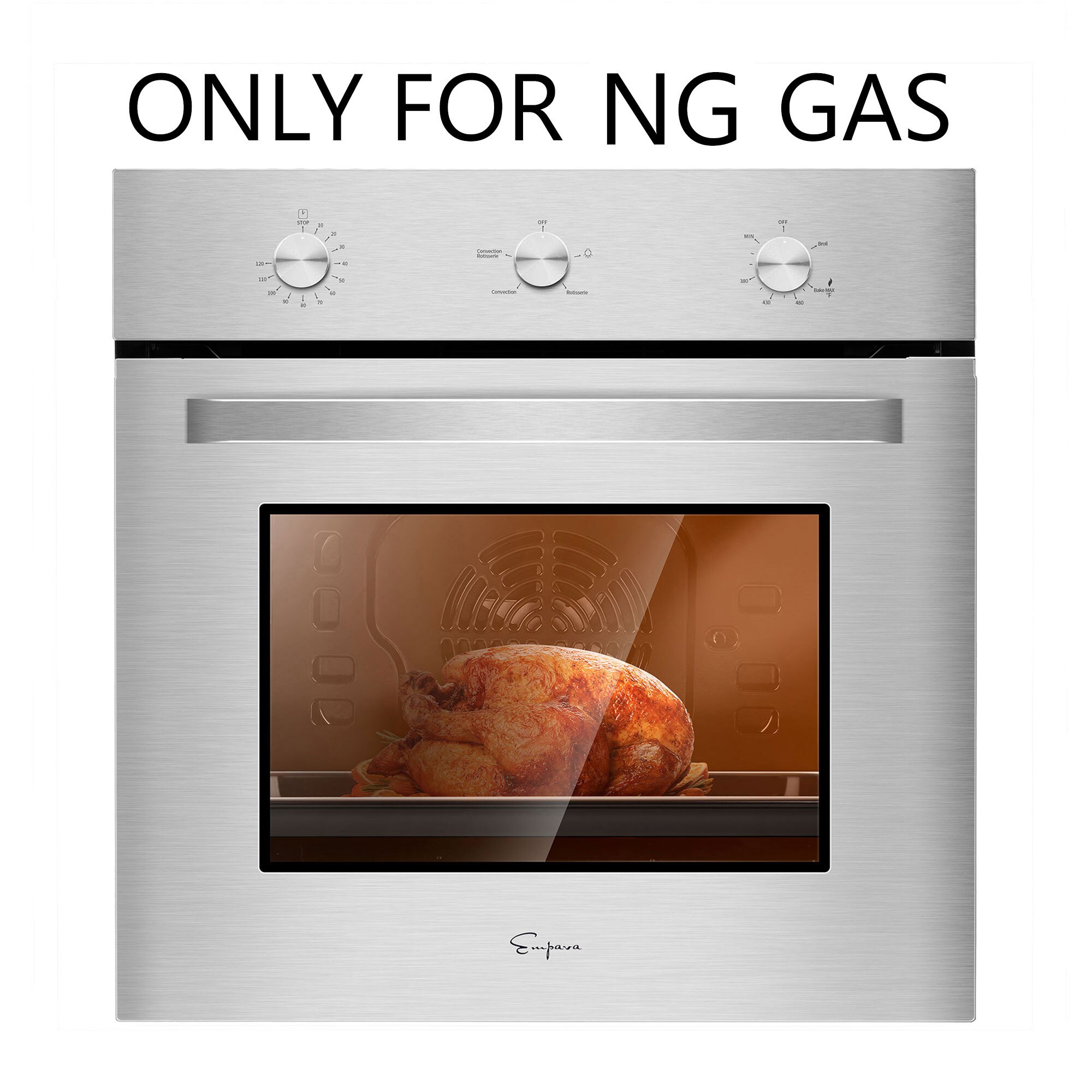 Empava 24-in Convection Single Gas Wall Oven in Stainless Steel