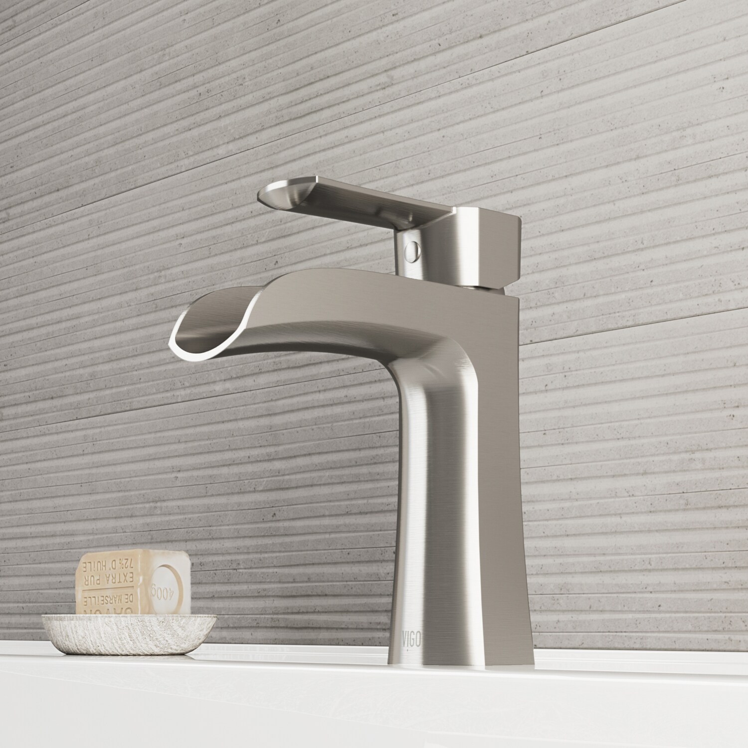 VIGO Paloma Brushed Nickel 1-handle Single Hole WaterSense Waterfall Bathroom Sink Faucet