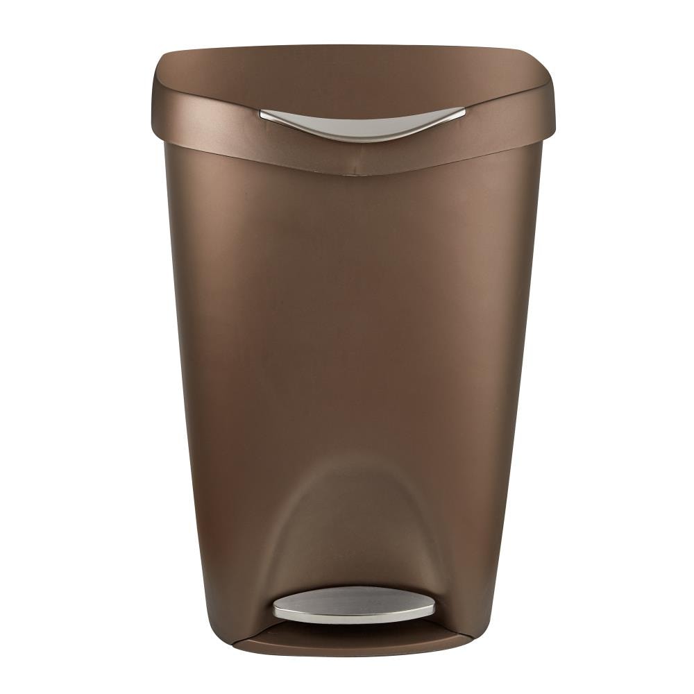 Foot Pedal Trash Can Large No Lid Touch Garbage Bin Indoor 13 Gallon Bronze New 