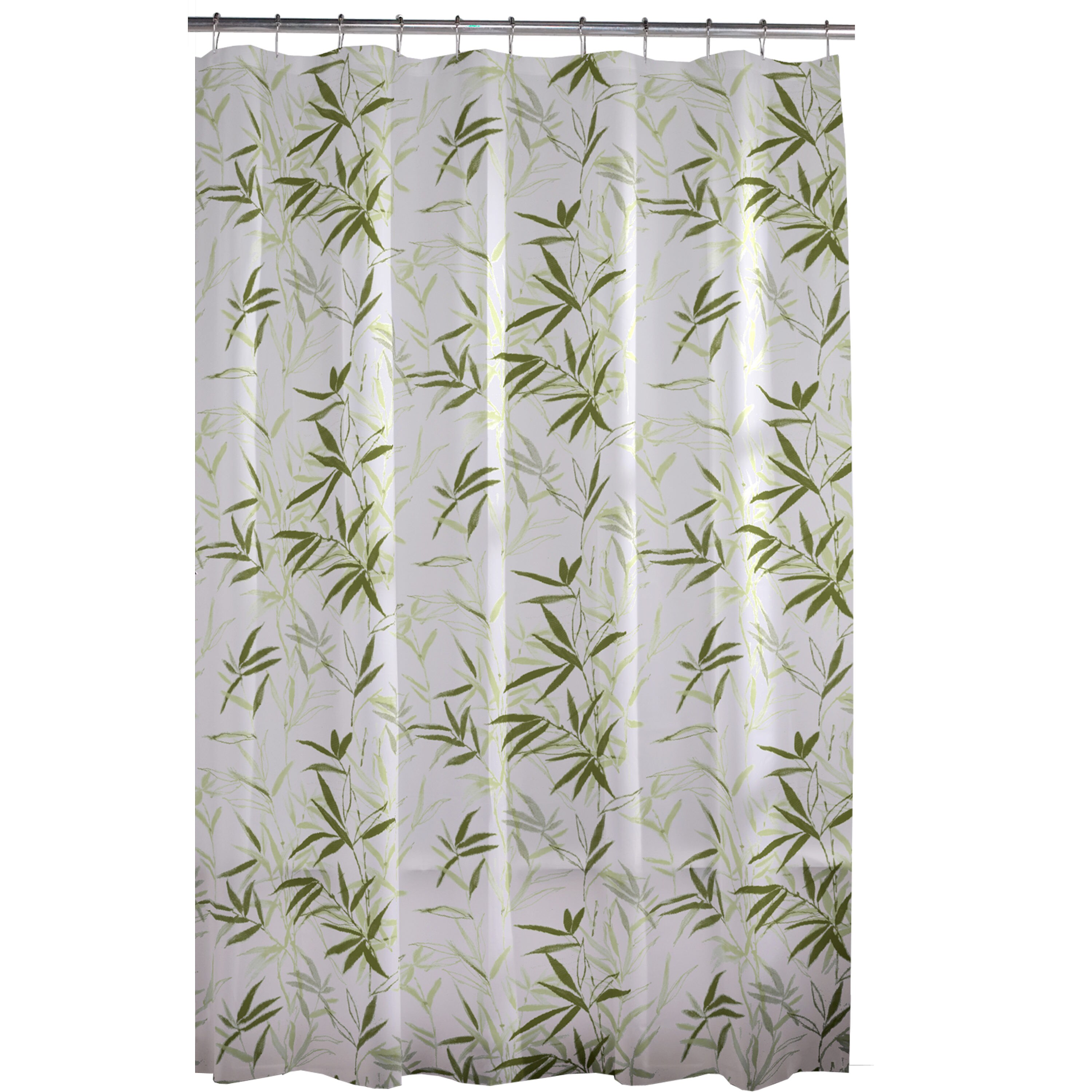 Black White Stripes Tropical Leaves Flowers 72" Waterproof Fabric Shower Curtain 