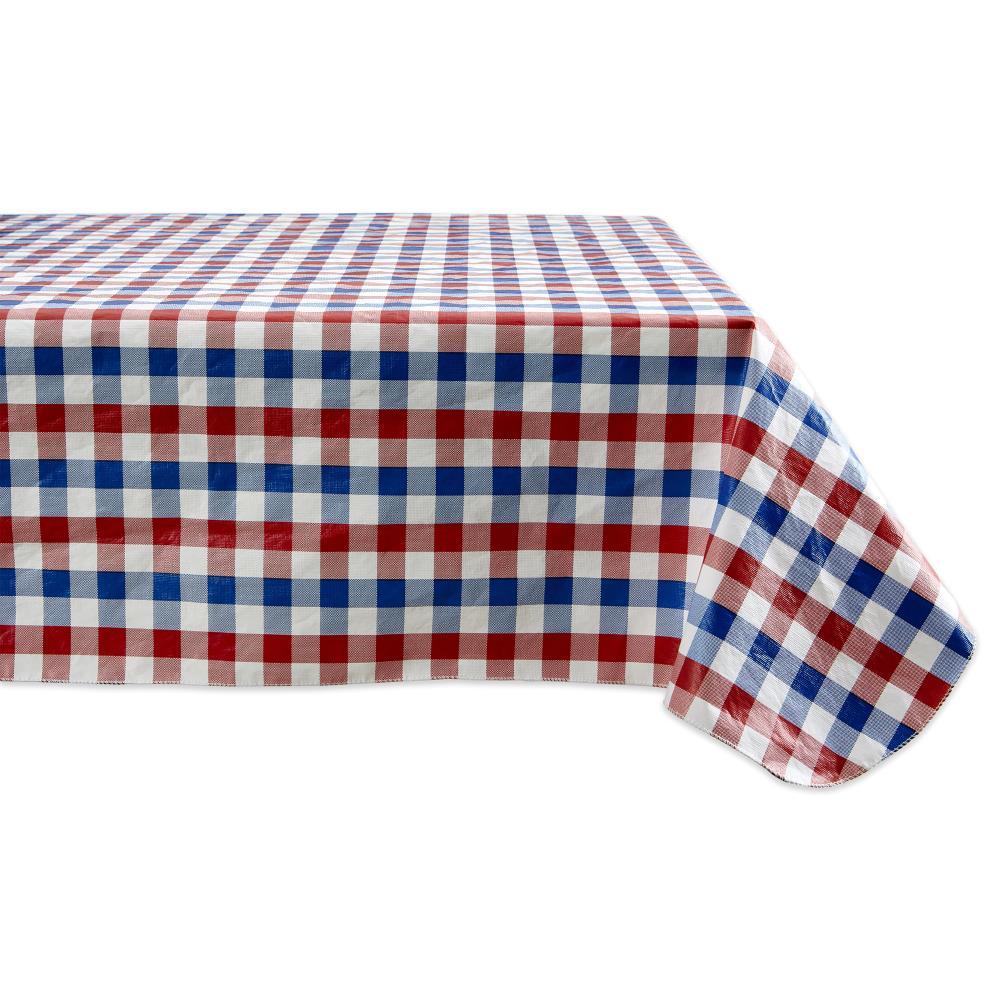 GINGHAM CHECK RED WHITE ROUND 60” 152CM TABLE CLOTH 