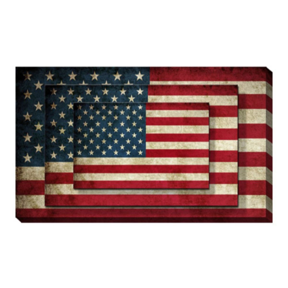 the Stars and the Stripes 36"x18" x 3 3 Panel Vintage American Flag Canvas 