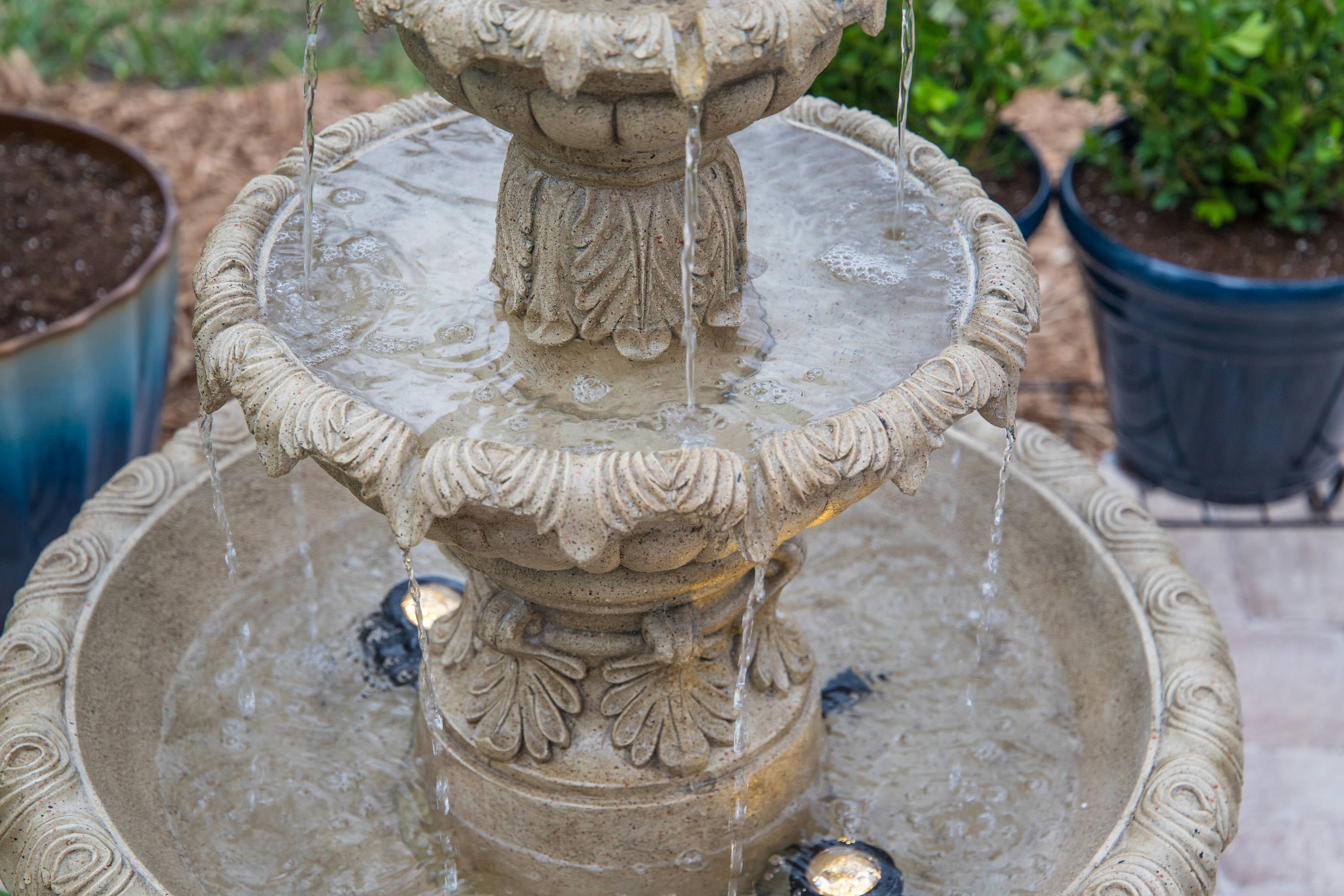 Large Water Fountain Clay Outdoor 45In Garden With Pump Mexican Decor 