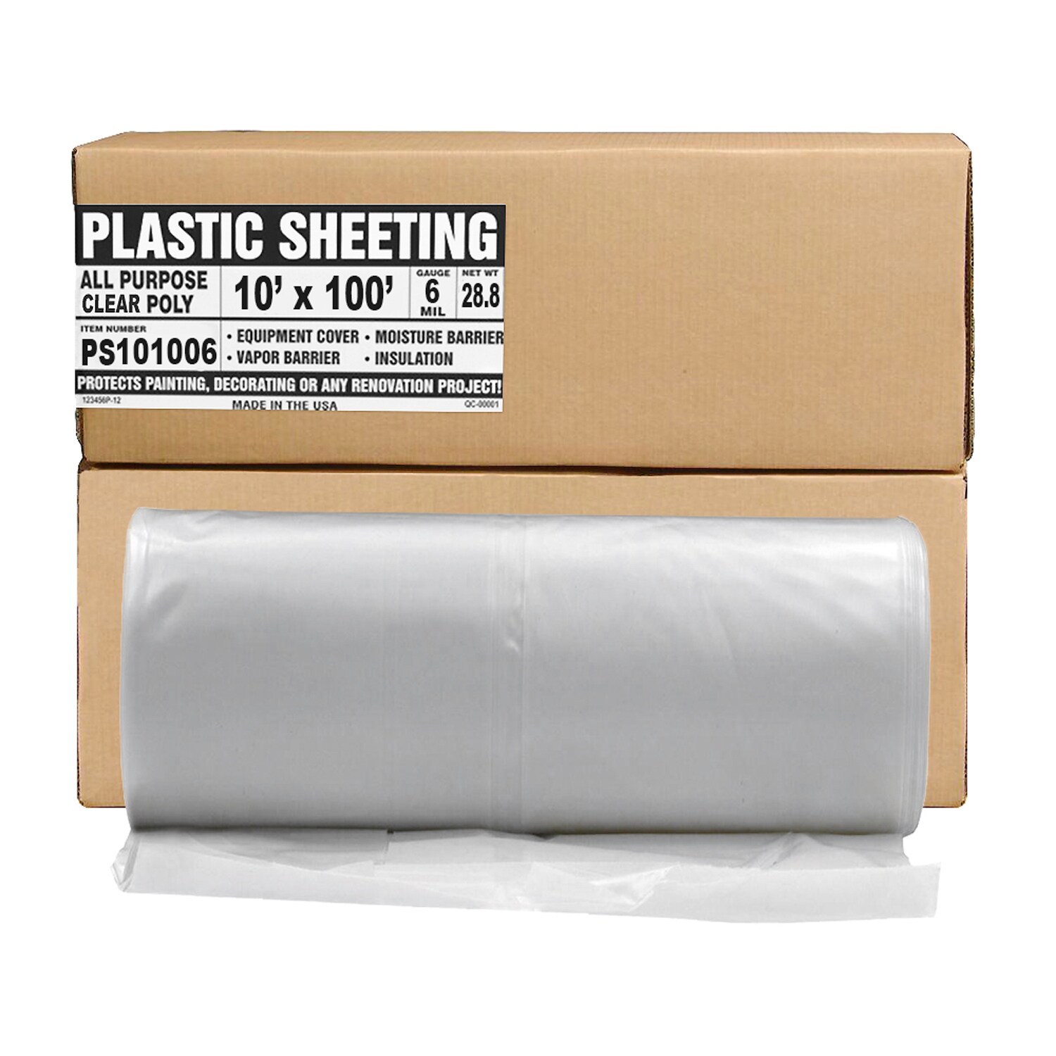 Plastic Sheeting Roll 10 X 25 Ft Black 3 Mil Drop Cloth Duty Polyethylene Cover 