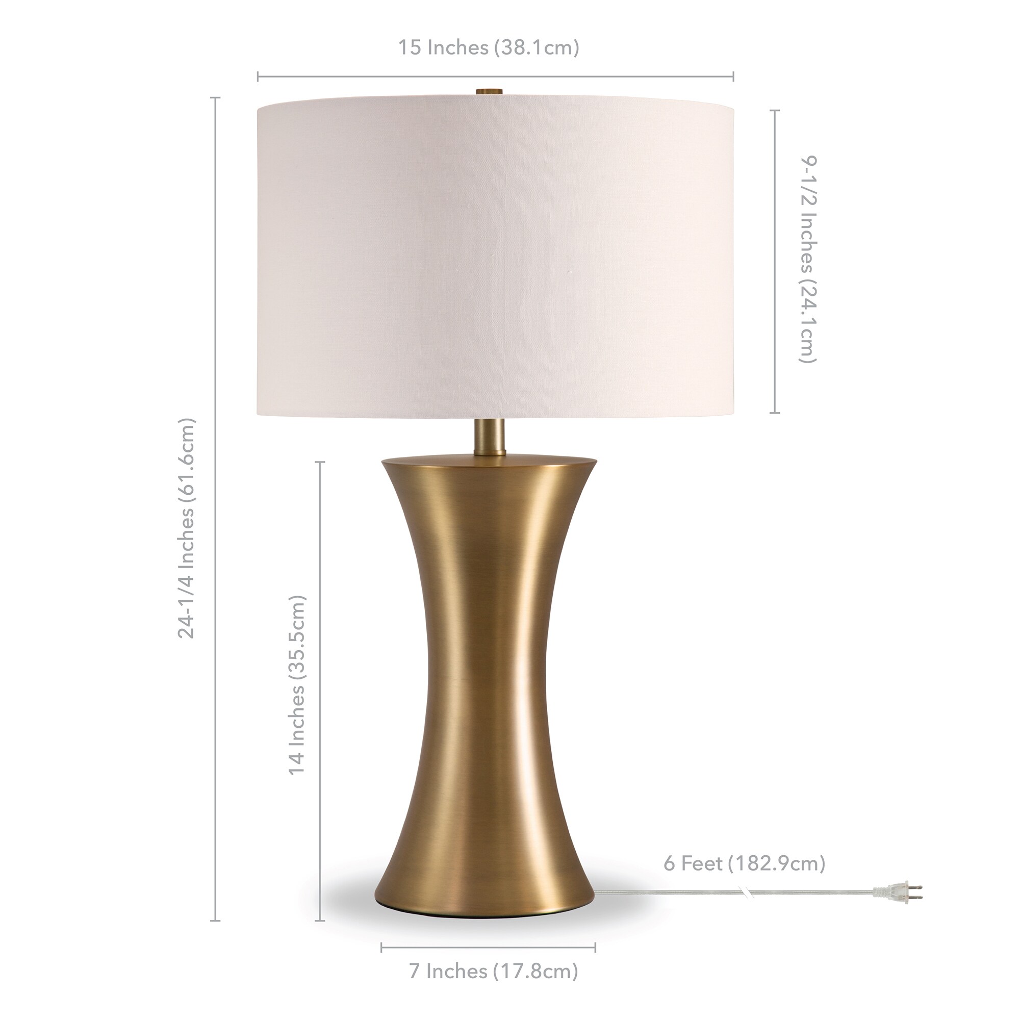 Hailey Home Quince Brass LED Rotary Socket Lamp with Fabric Shade in the Table Lamps department at Lowes.com