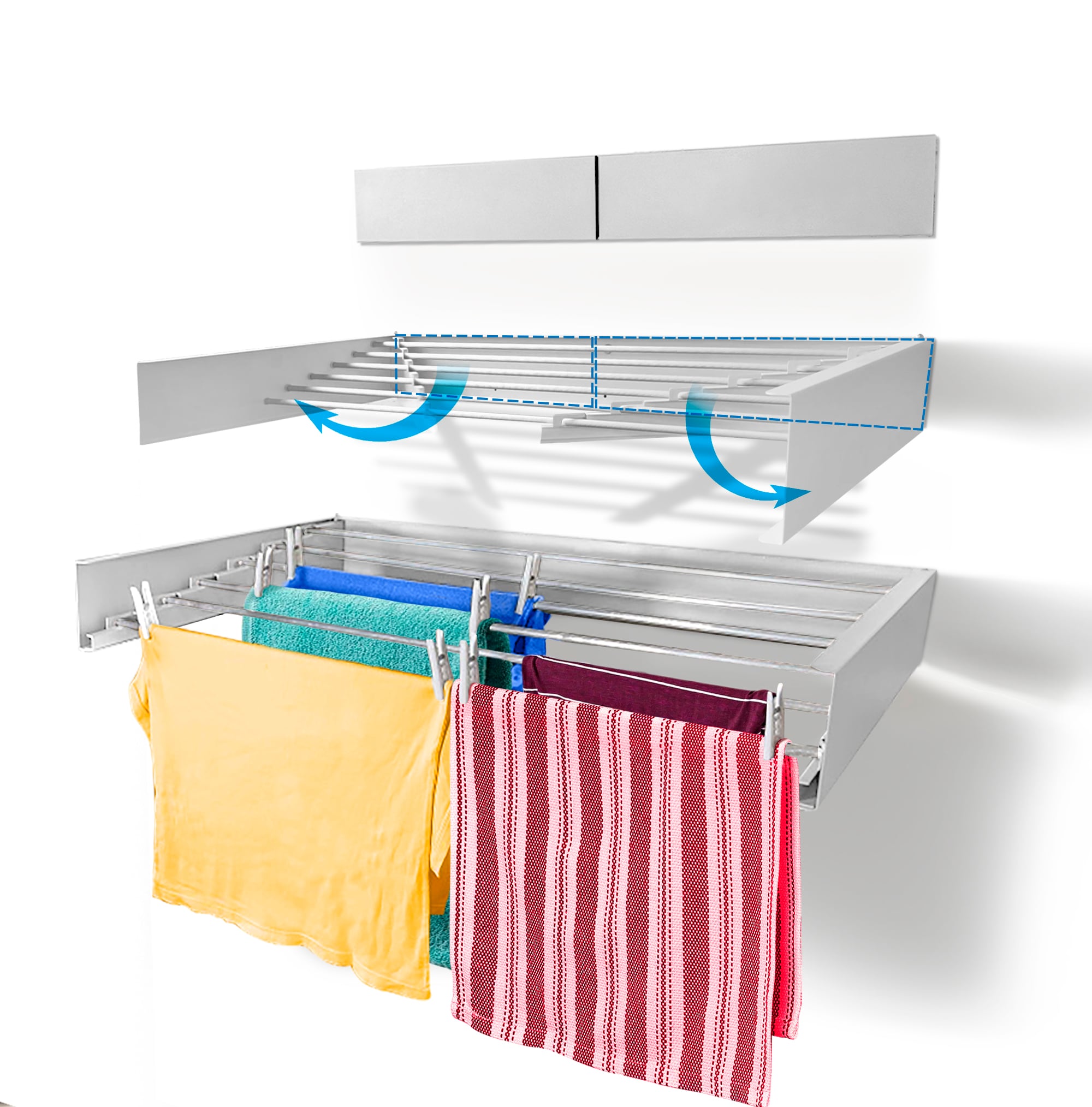 Wall Mounted Folding Drying Sturdy Rack Clothes Dryer Space Saving Laundry Airer 