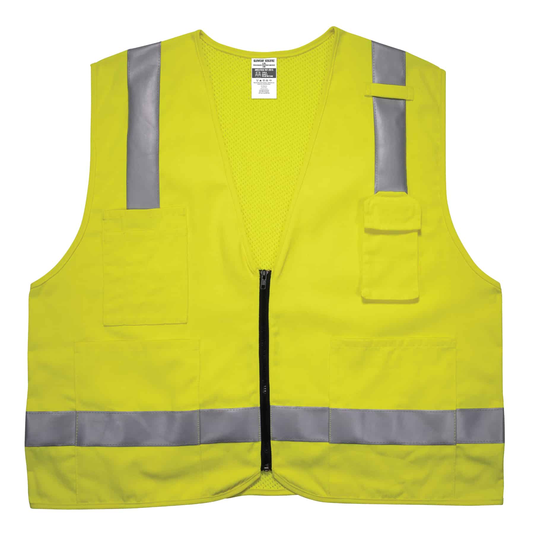 4-XL/  ANSI CLASS 2 High Visibility Safety Vest Solid Lime Front/ Mesh Back 