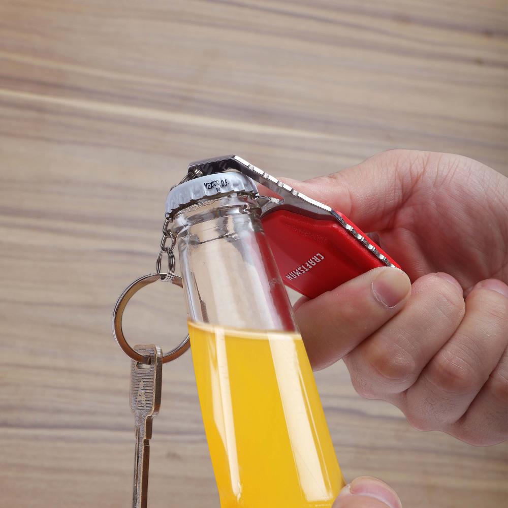 CRAFTSMAN Red Keychain Bottle Opener LED 15 Lumen Light Stainless Steel 