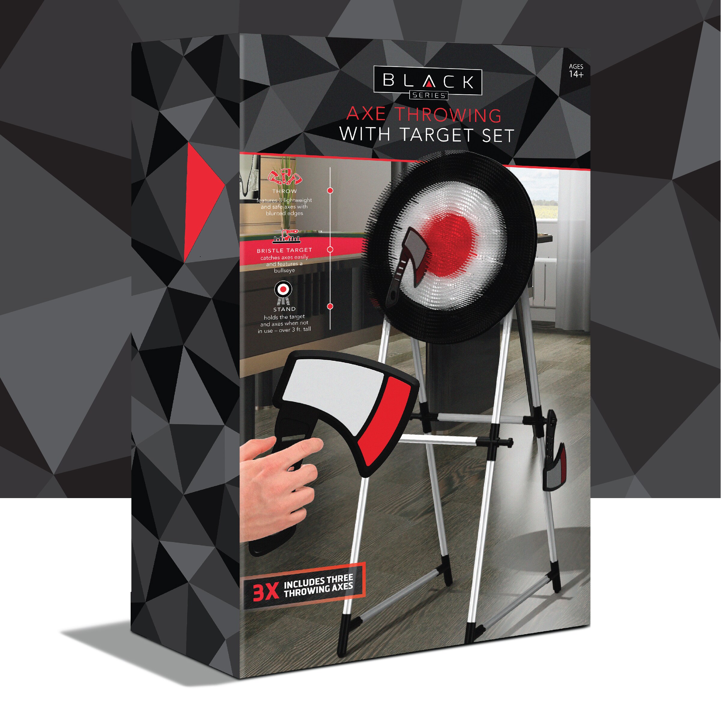 Foam Axe Throwing Target Set 3 Throwing Axes and Bristle Target w/Target Stand 