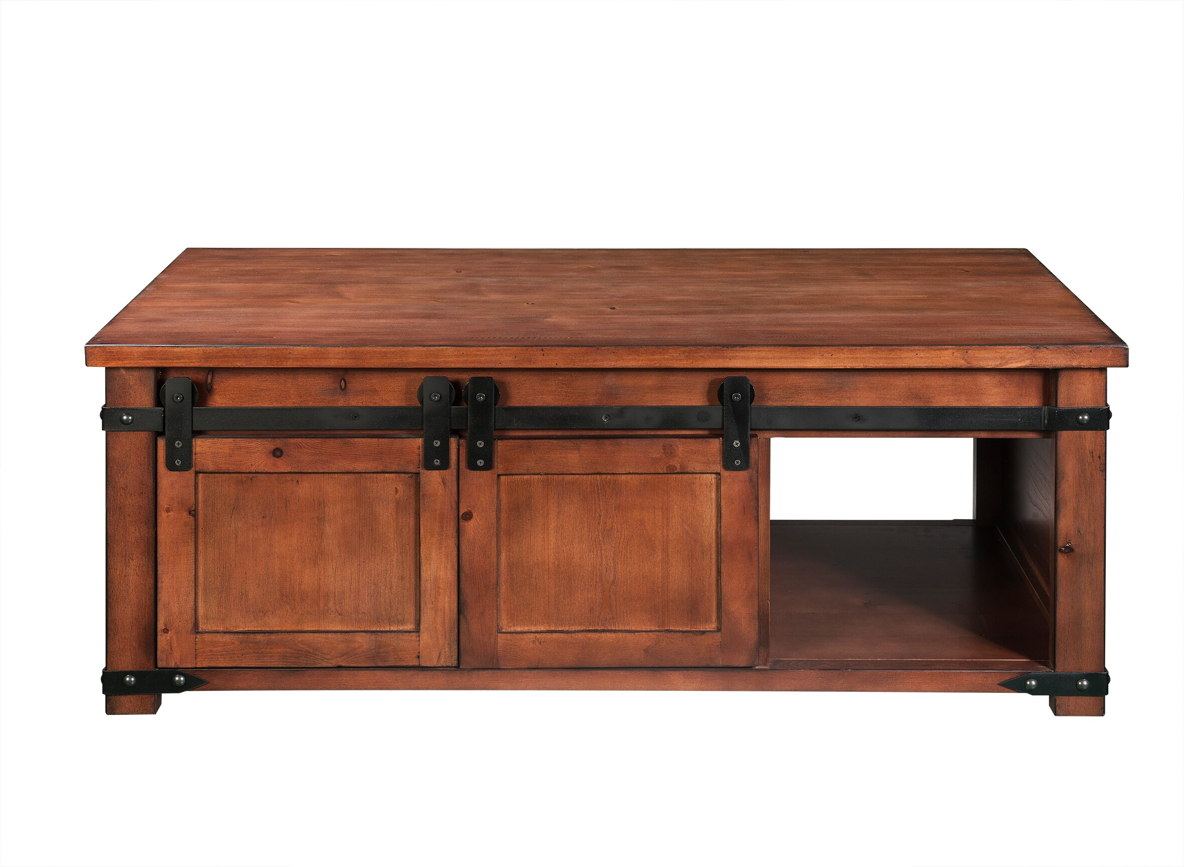 Clihome Brown Walnut Wood Rustic Coffee Table With Storage In The ...