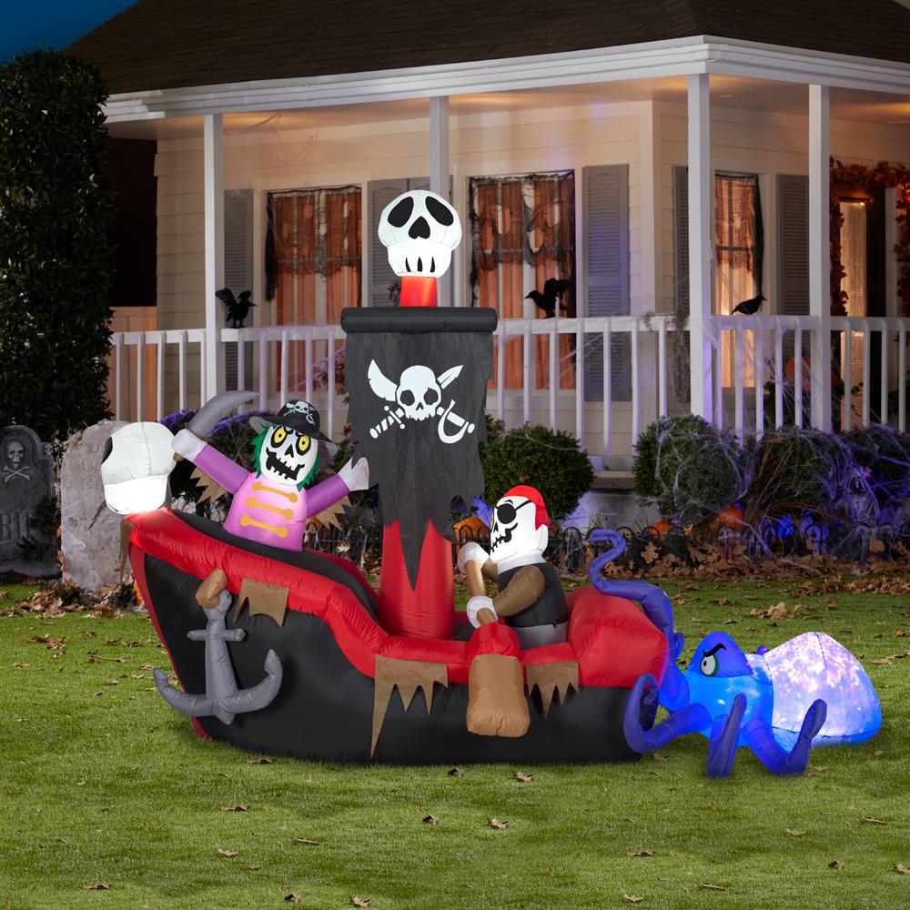 Gemmy Halloween Inflatable 4 Scurvy Pirate Bulldog Airblown