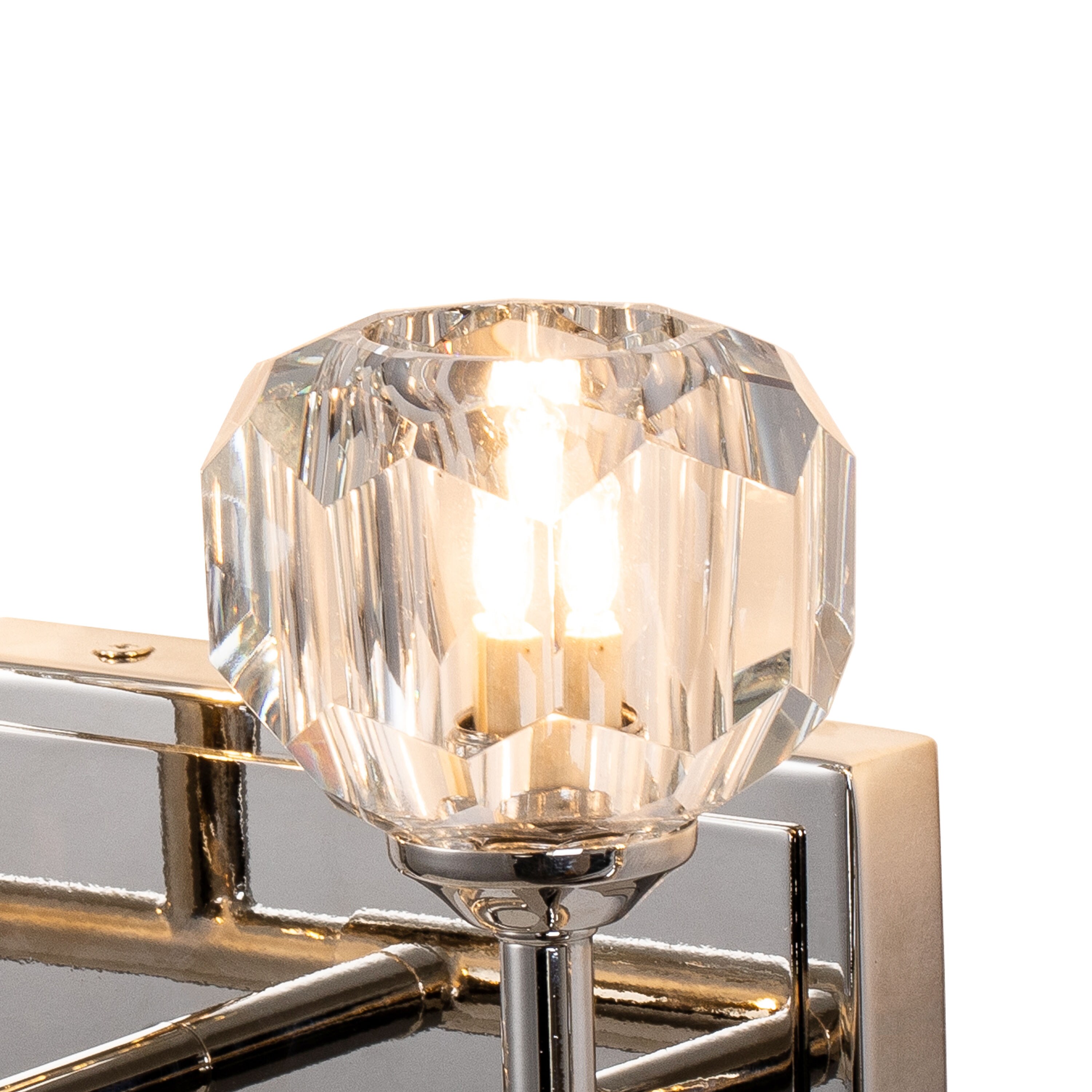 Mid-Century Polyhedron Clear Crystal Bath Vanity wall Light 2-Light Wall Sconce 