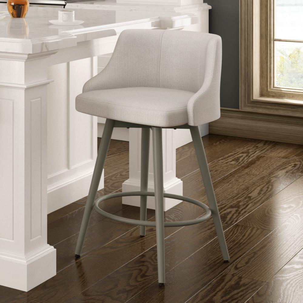 Amisco Duncan Pale Grey Counter Height 22 In To 26 In Upholstered Swivel Bar Stool In The Bar