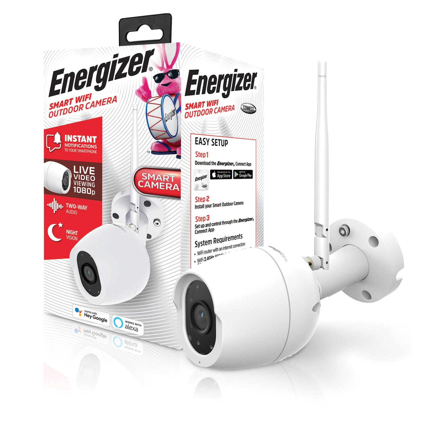 Energizer Connect Outdoor 2-Camera Wired Plug-in Mounted Micro Sd Internet Cloud-based Security Camera System