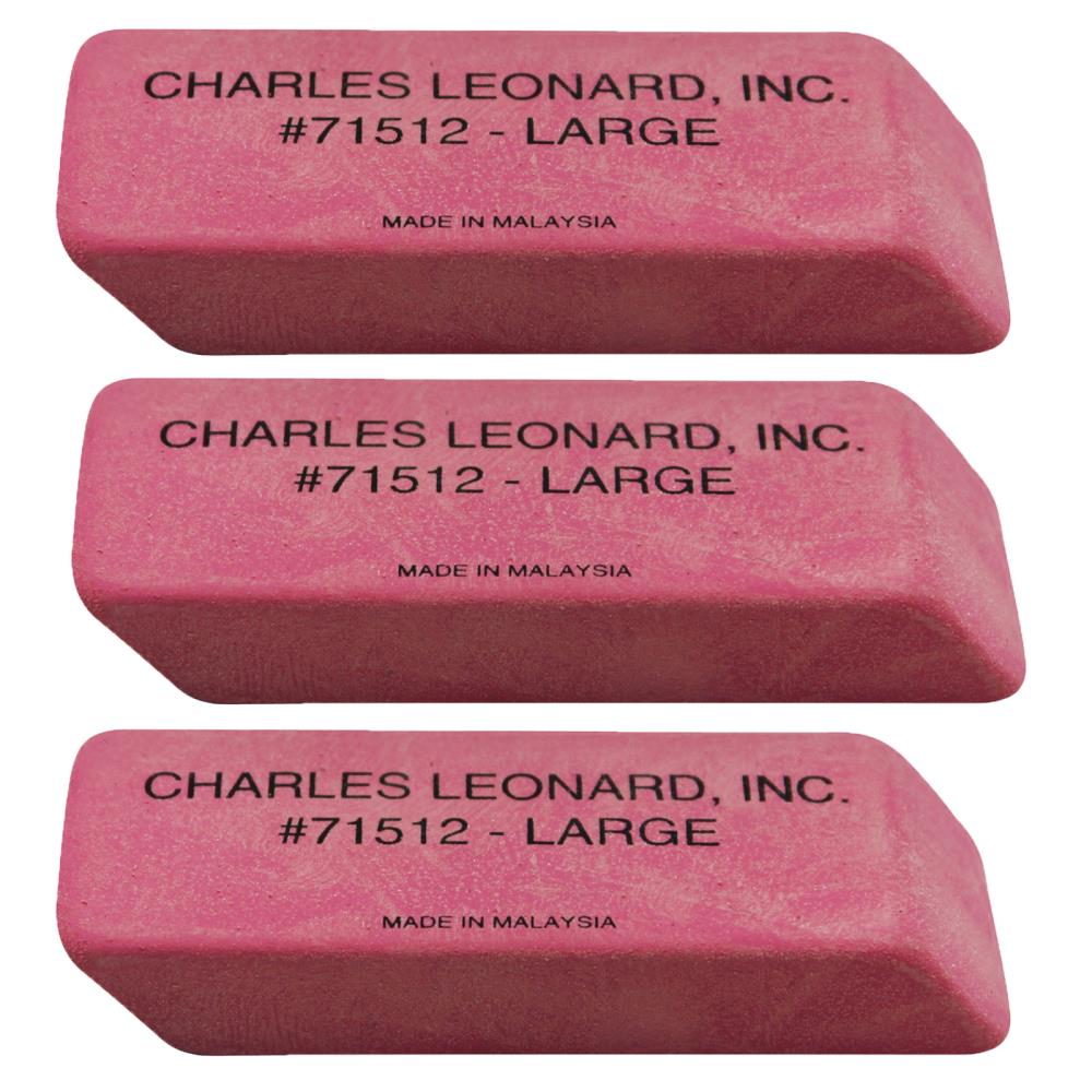 Synthetic Latex Free Pink Wedge Shape Charles Leonard Eraser Large 12/Box 71502 