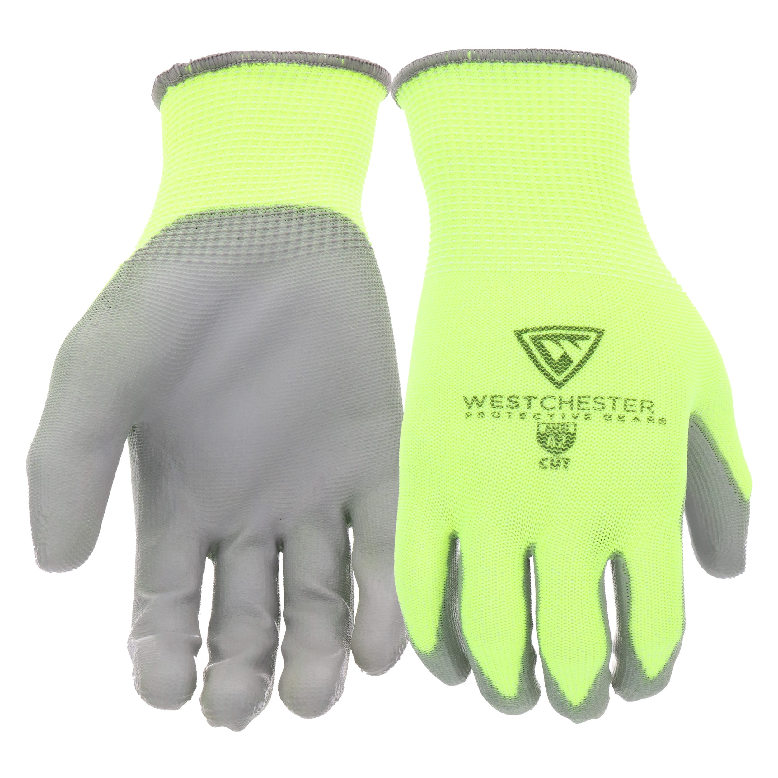   2-Pack Large High-Visibility Cut 2 Resistant Polyurethane Dipped Work Gloves 