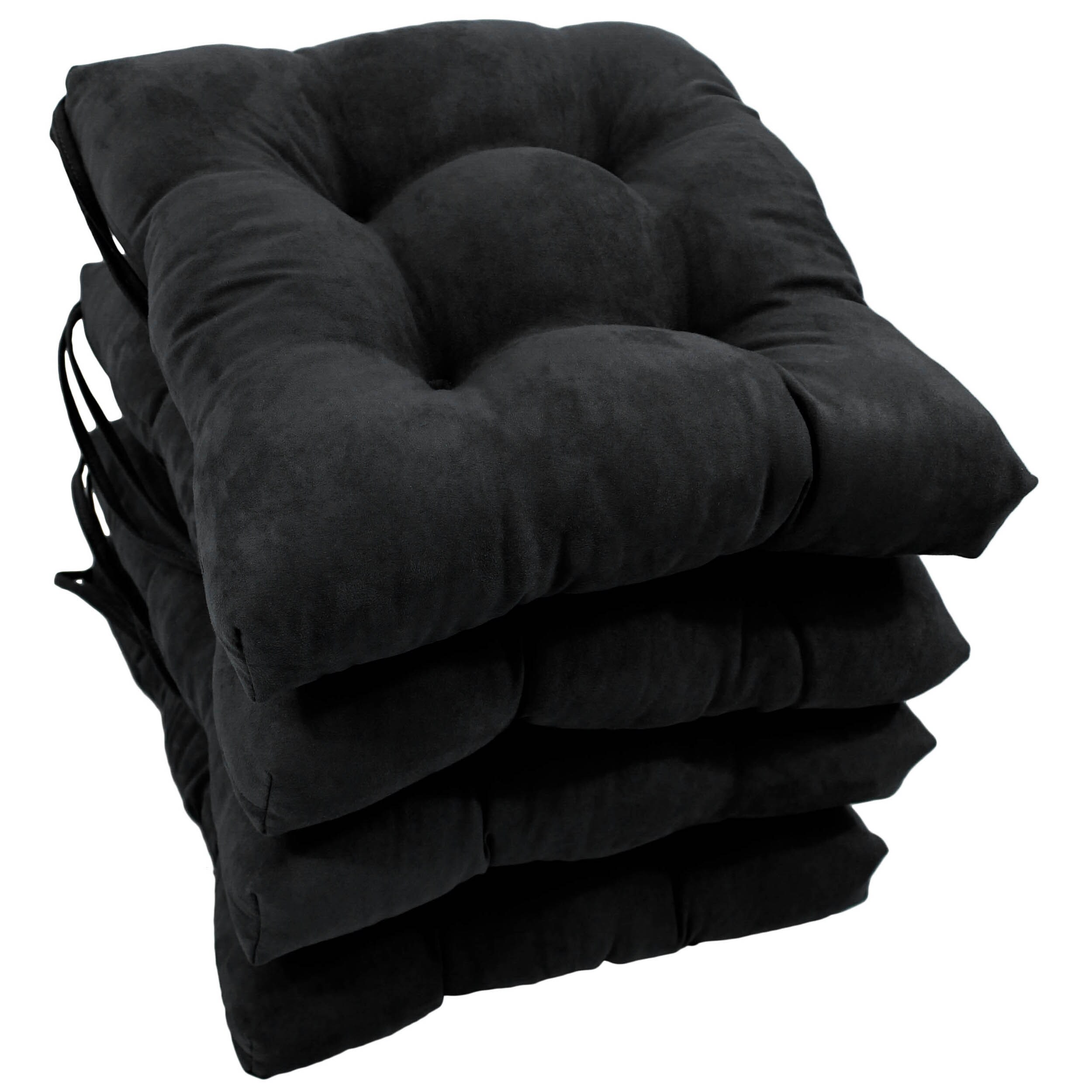 blazing needles black solid chair cushion