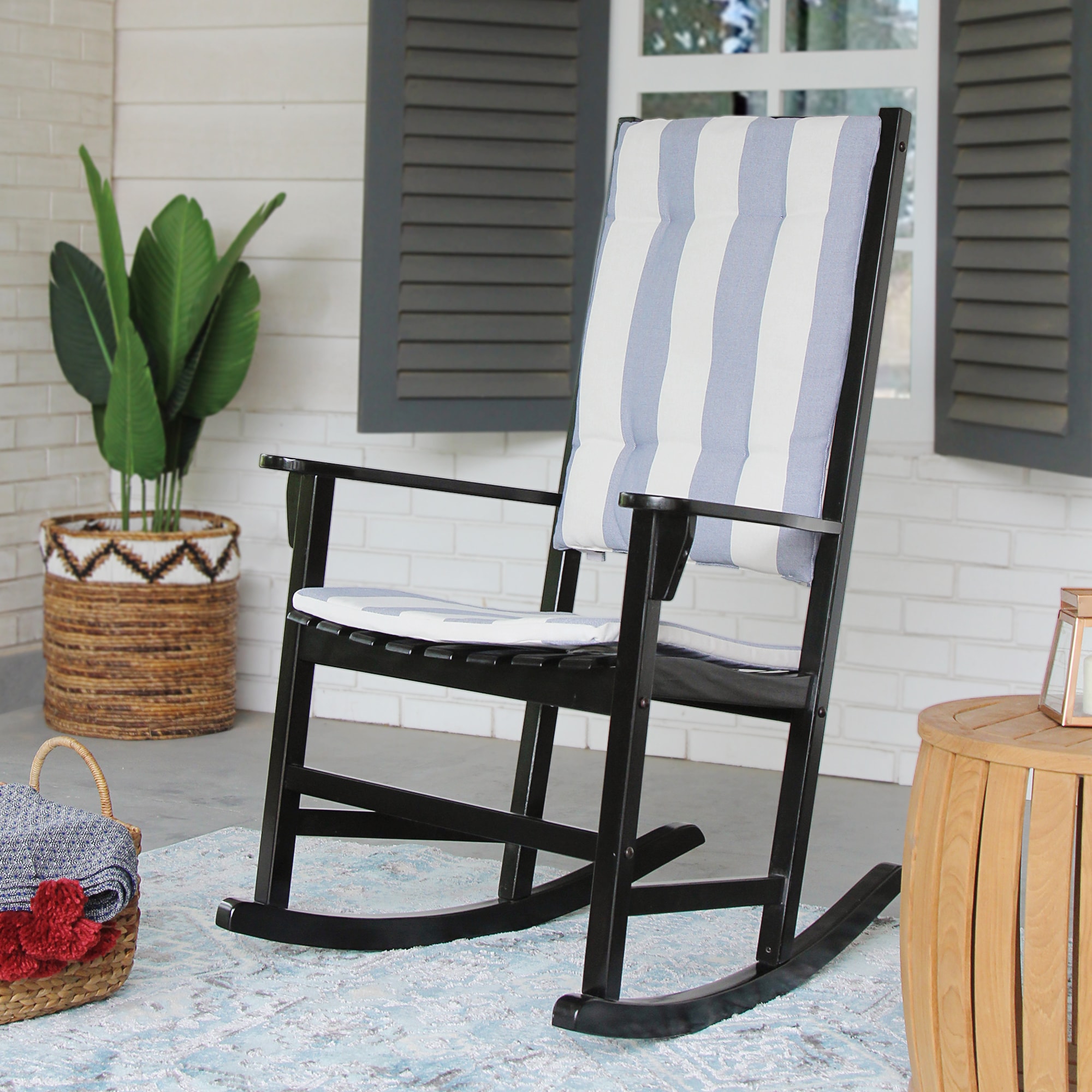 small black outdoor rocking chair