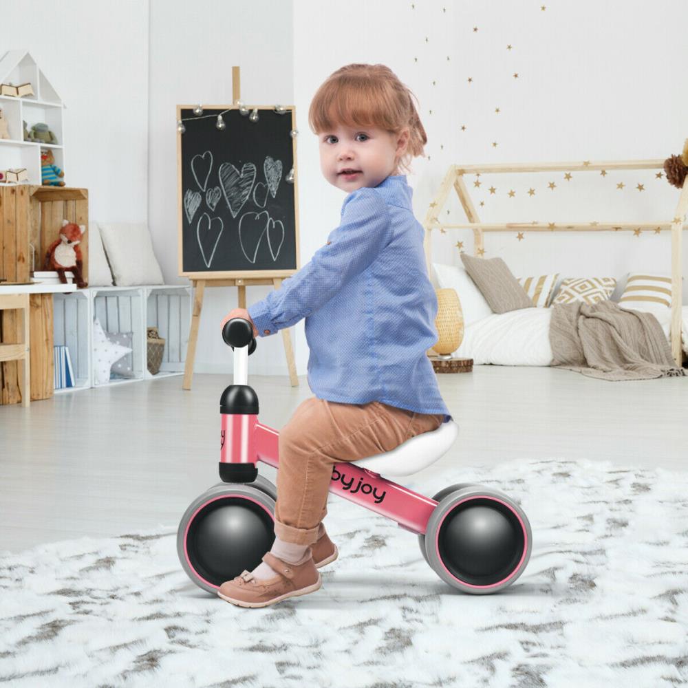 Baby Balance Bike Children Walker No-Pedal Toddler Toys Rides w/4 Wheels Pink 