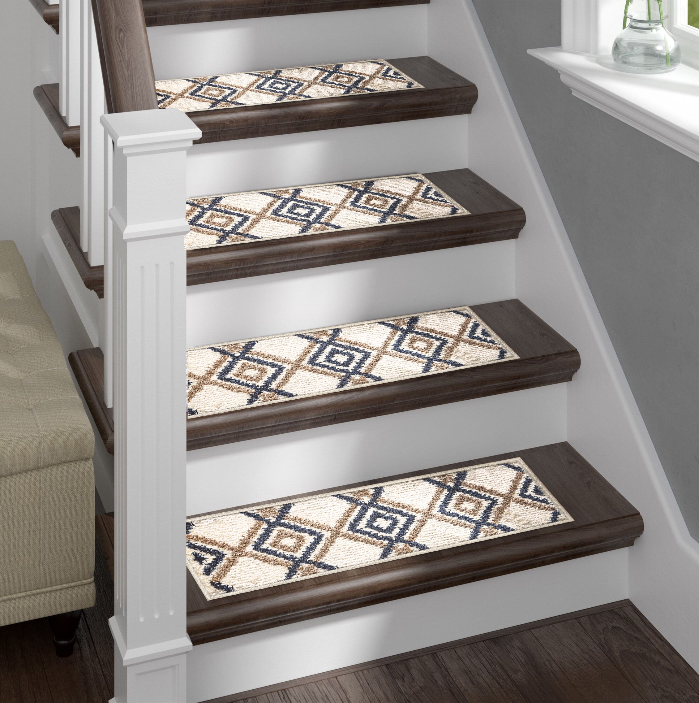 Set of 13 21.7" x 9.5" Non Slip Carpet Stair Treads Rugs Rugs for Stairs US 