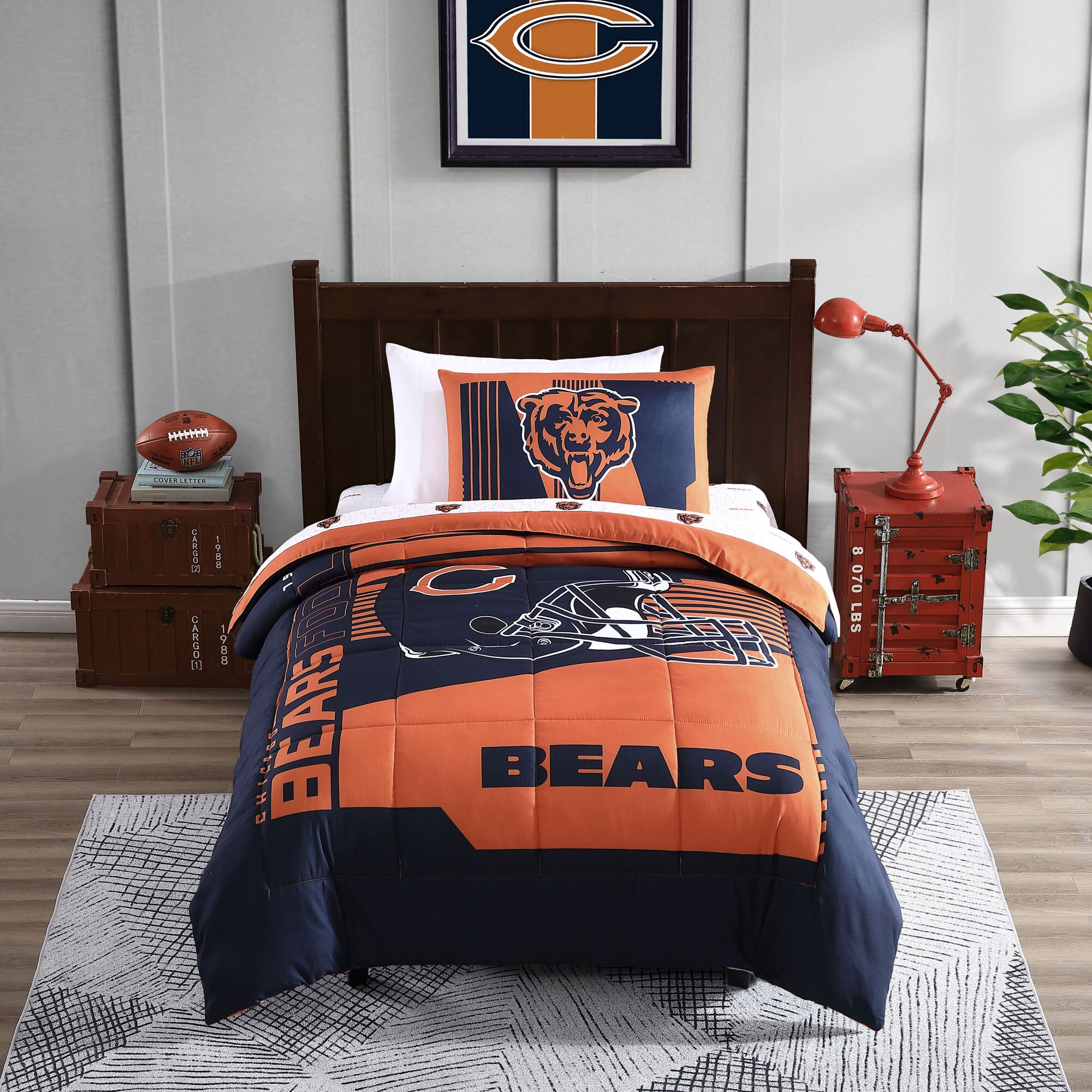 3 Piece KING SIZE Printed Comforter & Shams 055--> Chicago Bears Northwest 