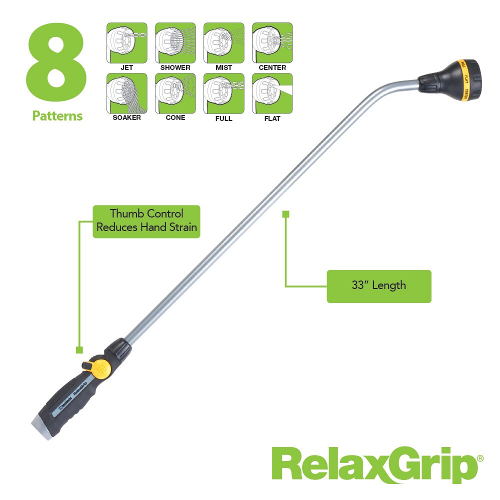 Details about   33 in 8 Pattern Watering Wand Comfortable Rubber Grip Handle Thumb Control 
