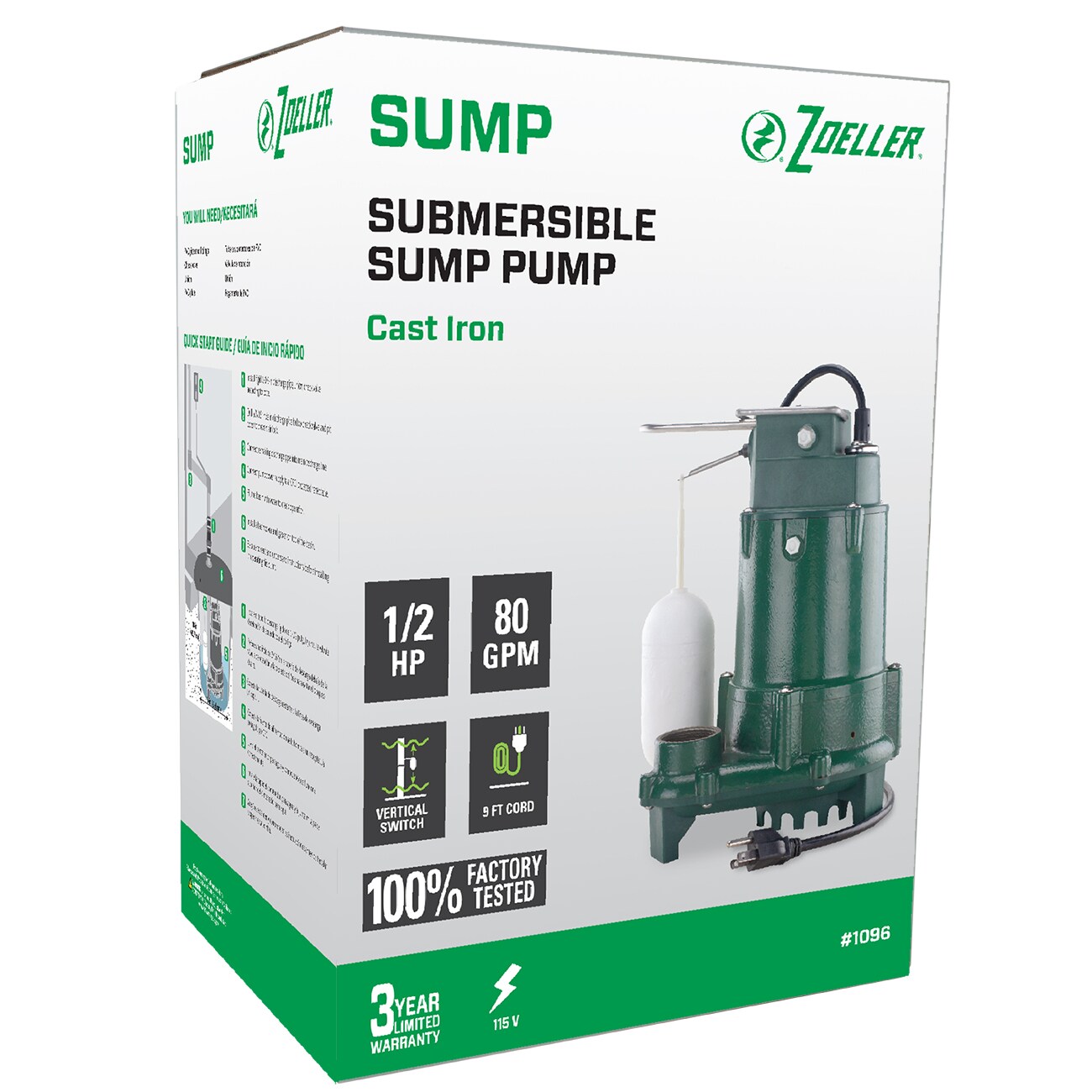 Engineered by Zoeller H2O PRO 1/2 HP Cast Iron Submersible Sump Pump 