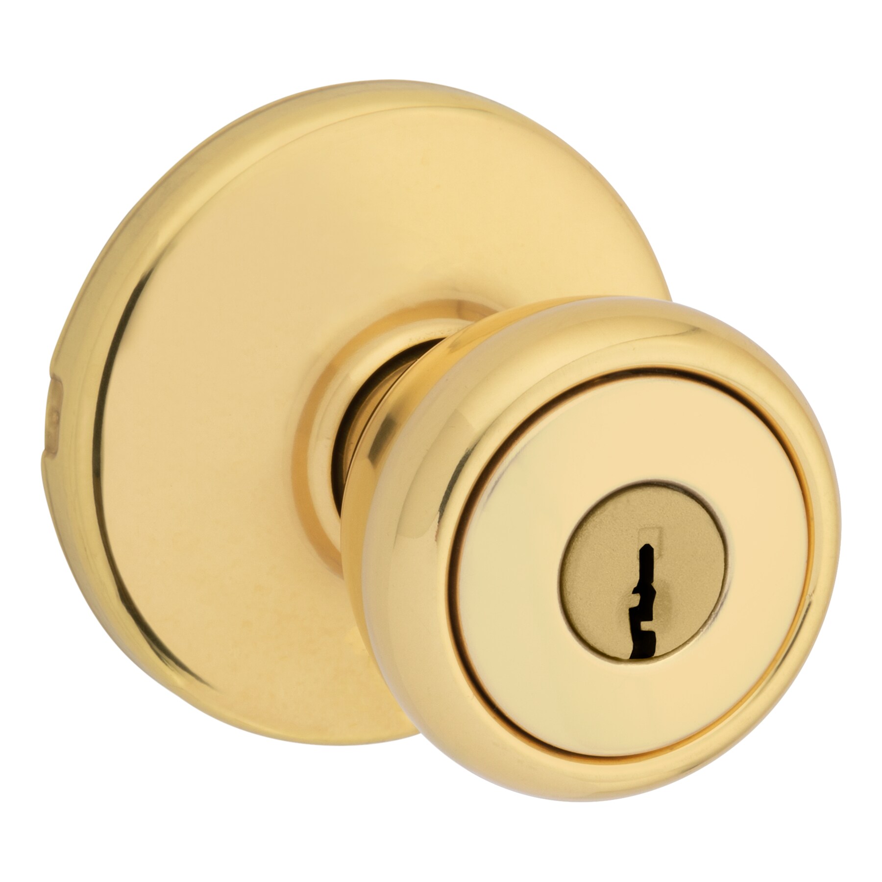 Kwikset Security Tylo Polished Brass Keyed Entry Door Knob in the 