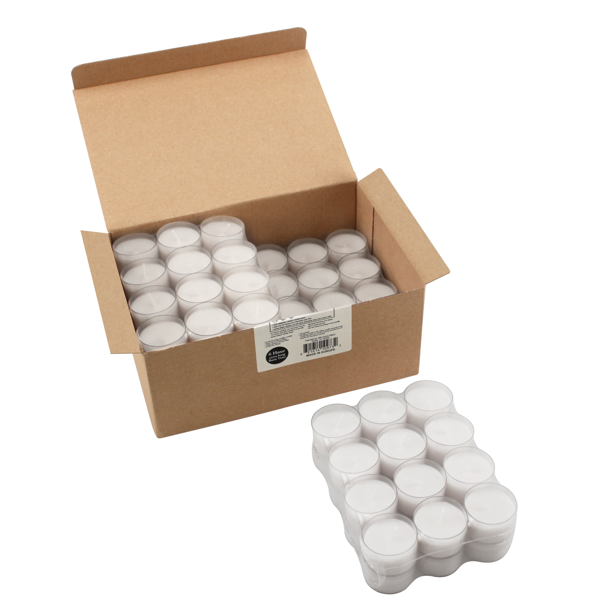 Stonebriar 6-7 Hour Long Burning Unscented Clear Cup Tea Light Candles 96 Pack,