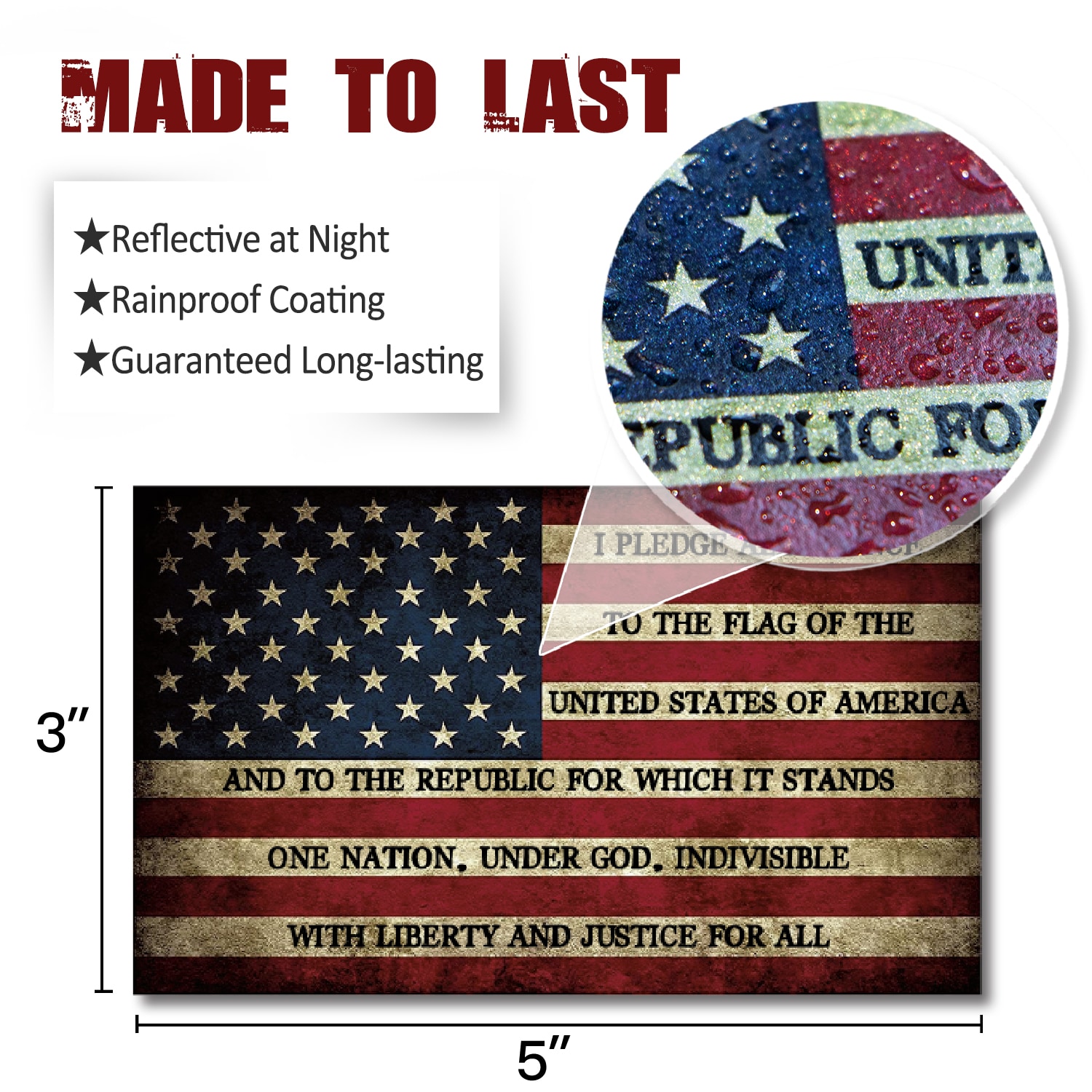 WEATHERED LAYOUT BUILDING SIGN US FLAG DECAL 1.5 X 1 