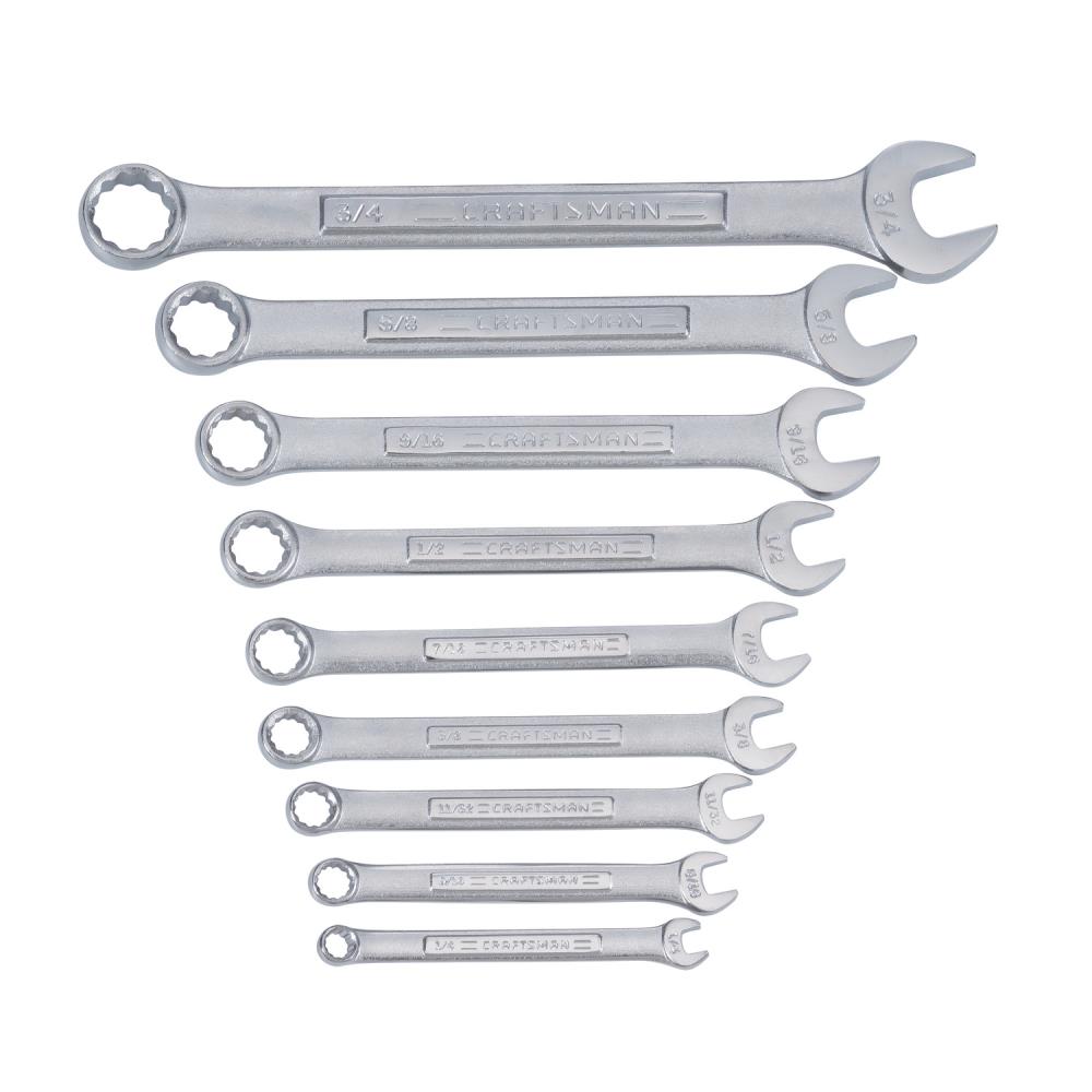 3/4" Details about   NEW CRAFTSMAN 9 PIECE FULLY POLISHED CHROME COMB WRENCH SET #47238 1/4" 