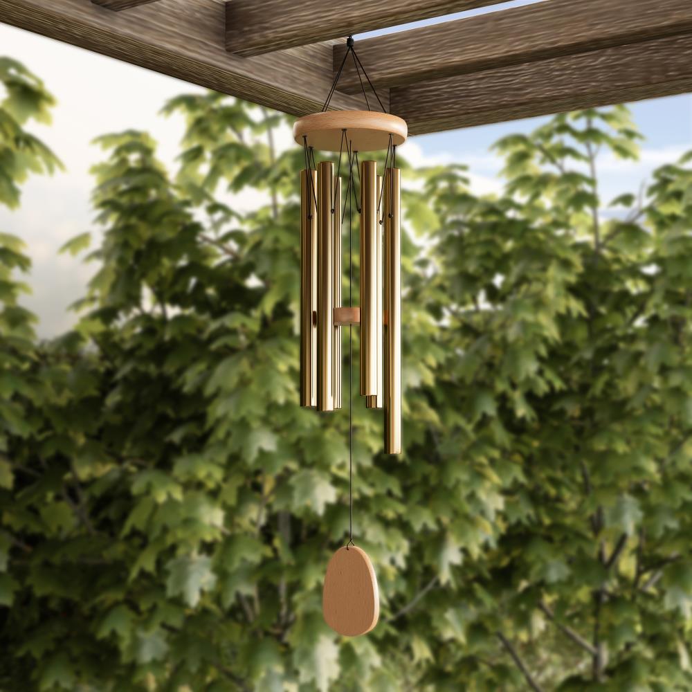 Wind Chime Indoor Outdoor Wind Chime Metal 6-tubes Golden Small Stylish Gardens 