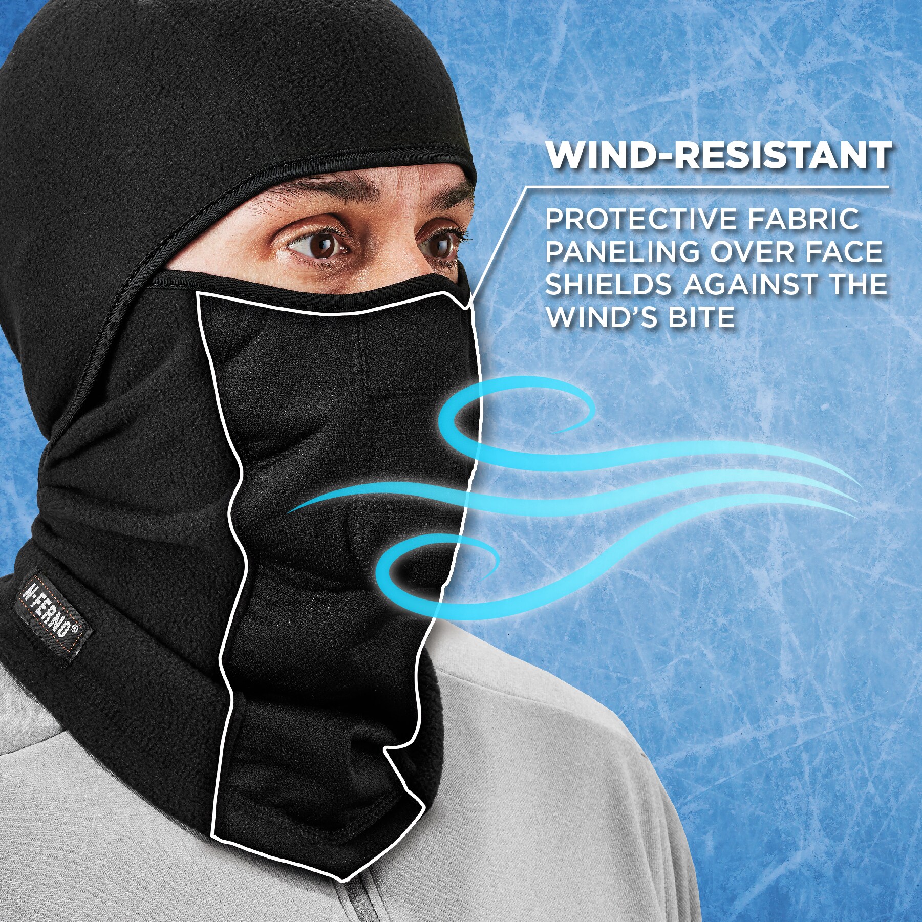 Ergodyne N-Ferno Grey/ Black Winter Ski Mask Balaclava Wind-Resistant Face Mask 