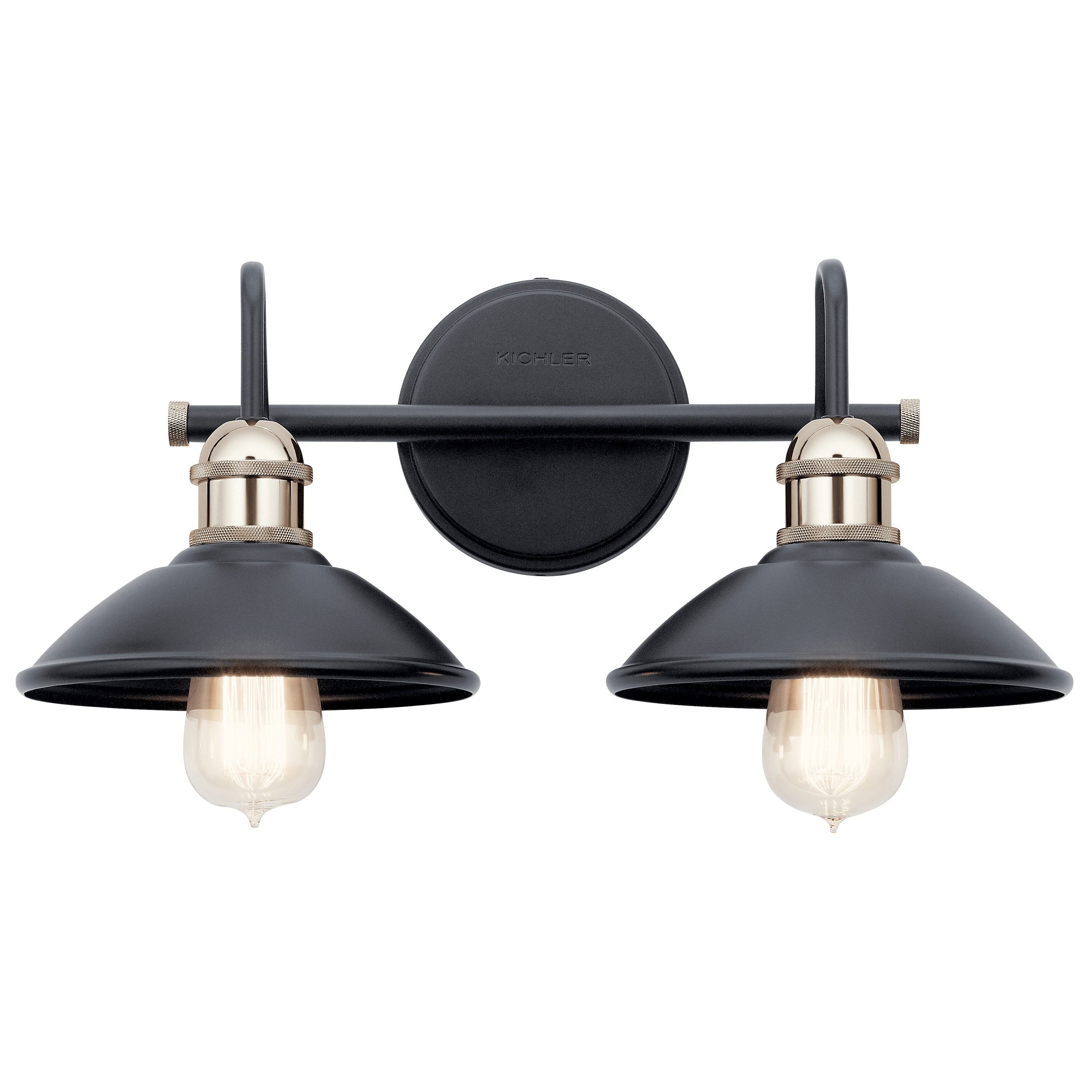 Kichler Clyde 16.75-in 2-Light Black Industrial Vanity Light In The ...