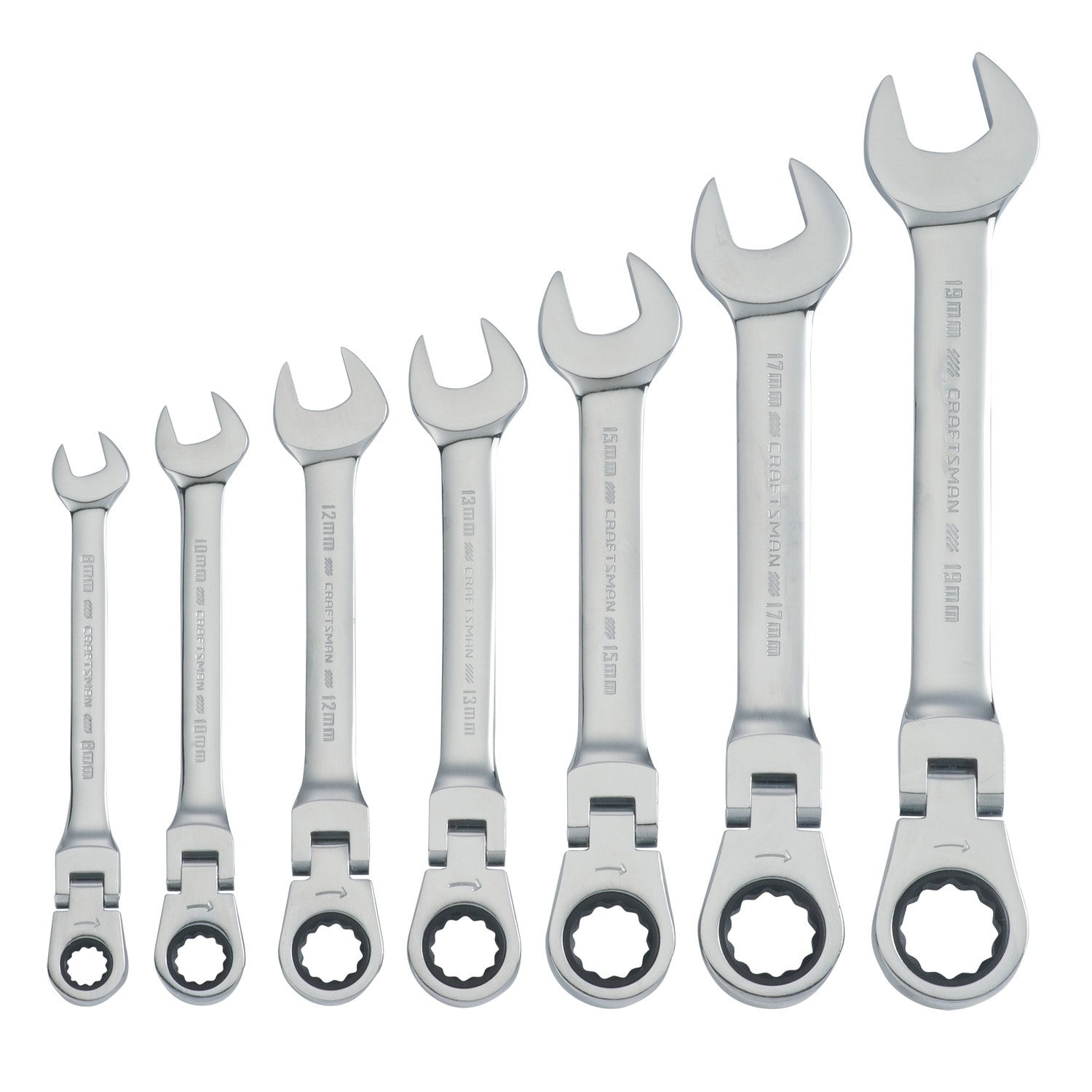 Flexible Spanners Ratchet Wrench Set 8pc 8-19mm 