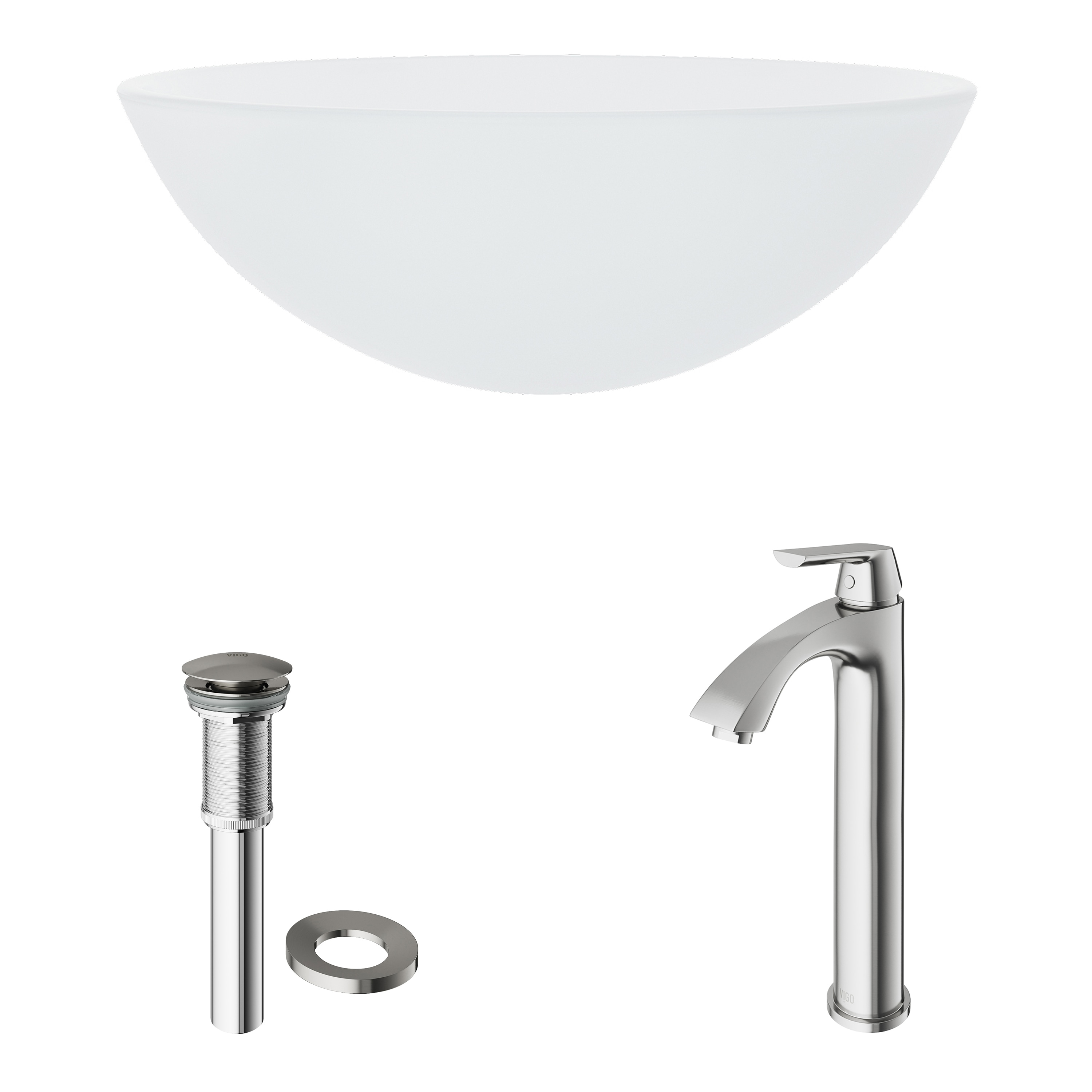 Details about   VIGO Vessel Bathroom Sink 16.5" x 16.5" x 6" Round Frosted White Glass VG07043 