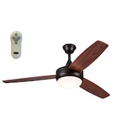 Beach Creek 52-in Bronze LED Indoor Downrod or Flush Mount Ceiling Fan with Light Remote (3-Blade)