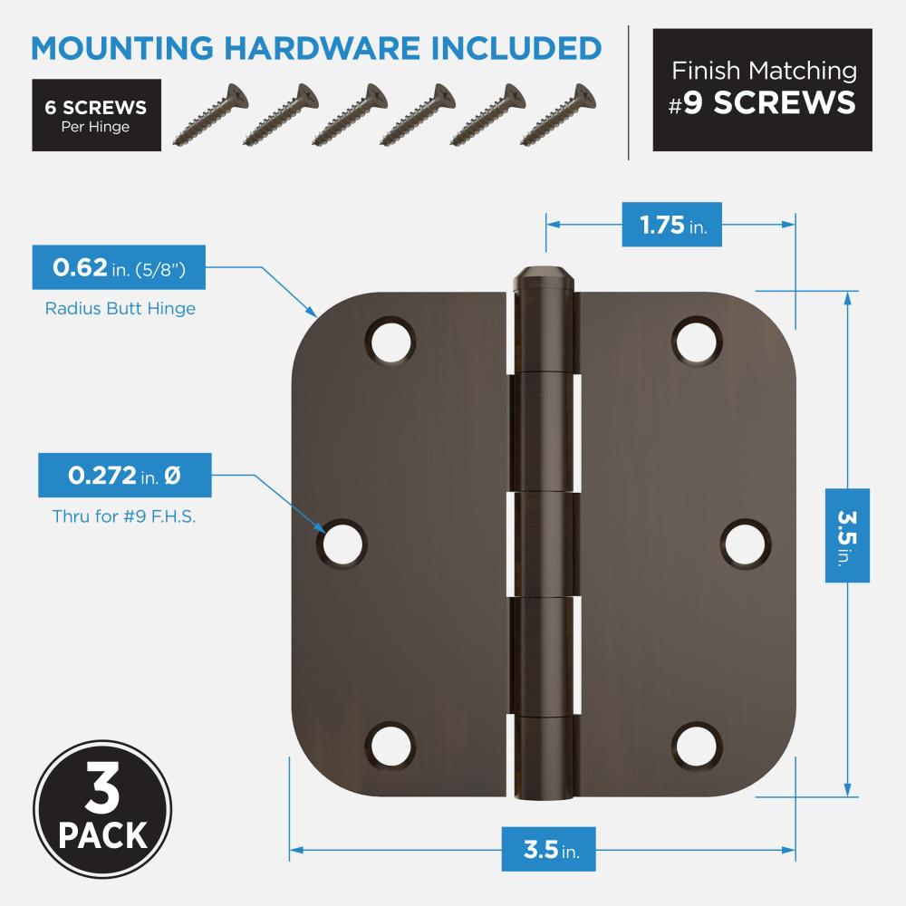 L Oil Rubbed Bronze Door Hinge ZeniN Fasteners & Hardware 3-1/2 in