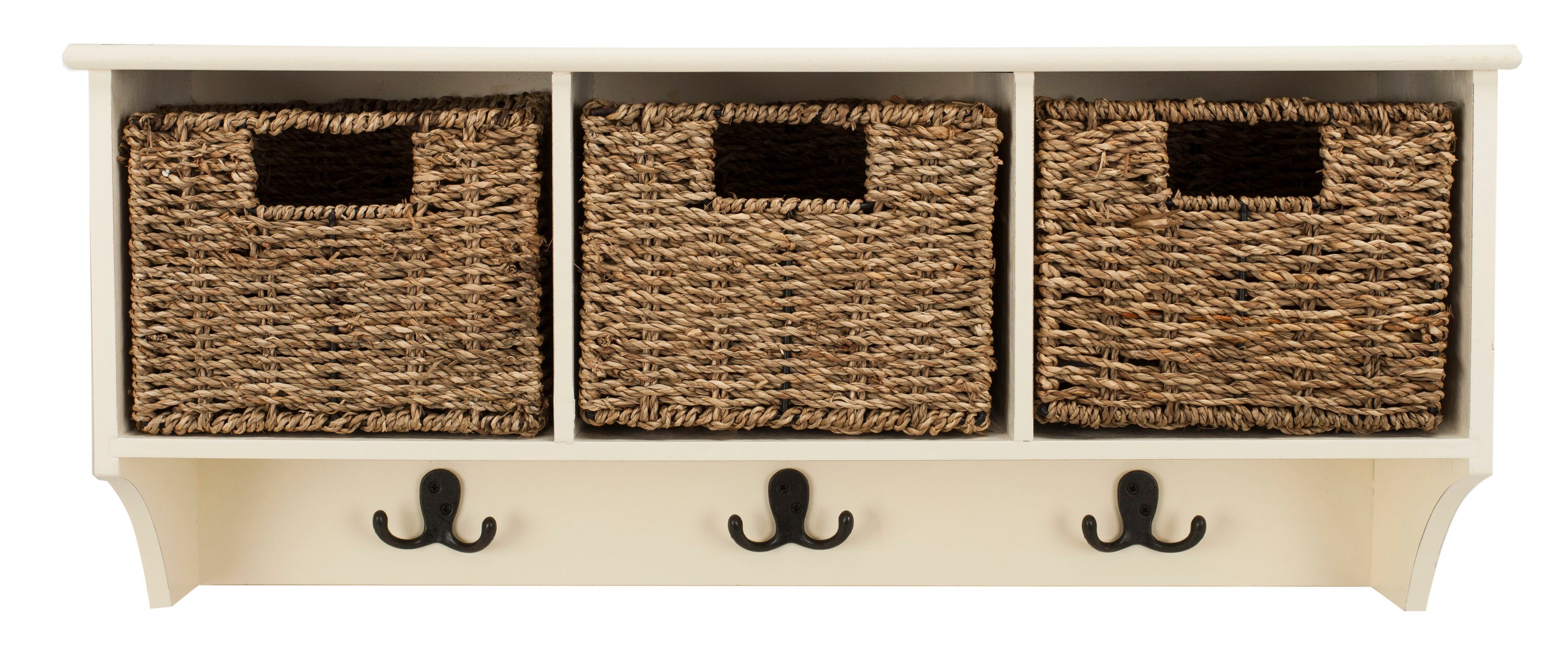 Safavieh  Home Collection Finley Black Hanging 3 Basket Wall Coat Rack,