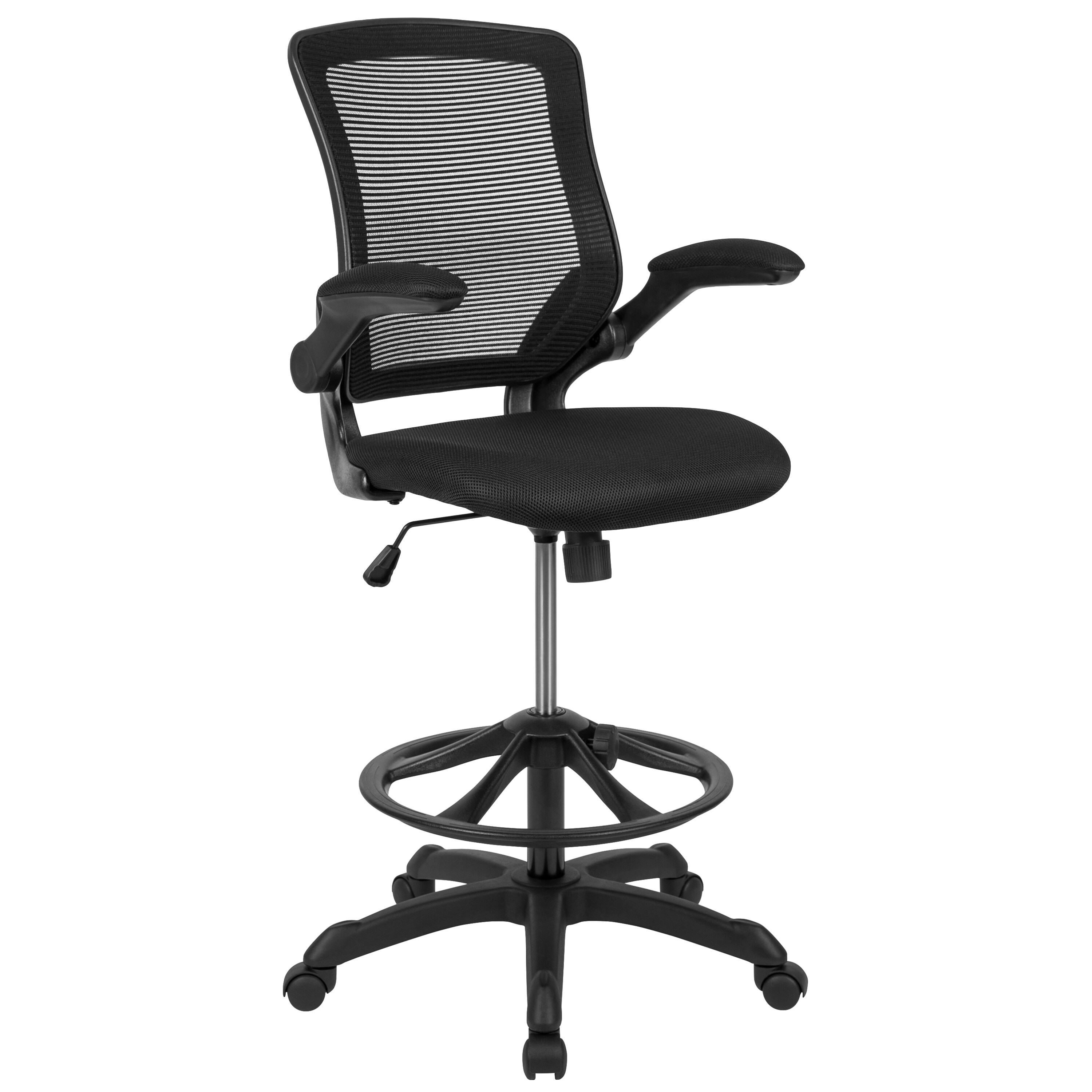 Details about   Flash Furniture Mid-Back Black Mesh Ergonomic Drafting Chair With Adjustable Foo