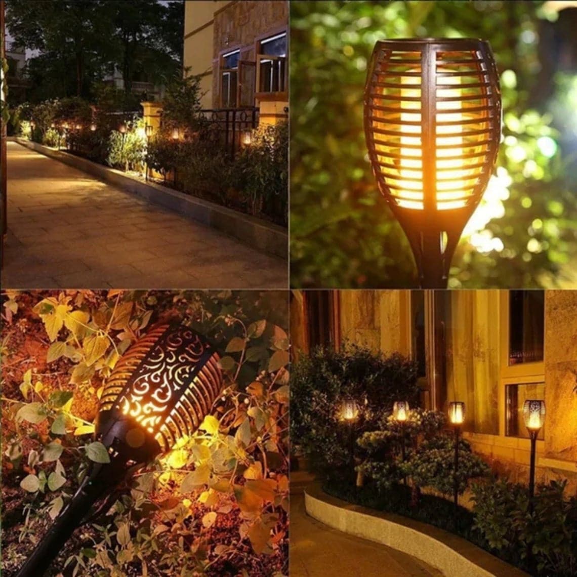 LED Solar Light Fire Effect Decorative Lighting Garden Balcony Ball Socket Lamp 