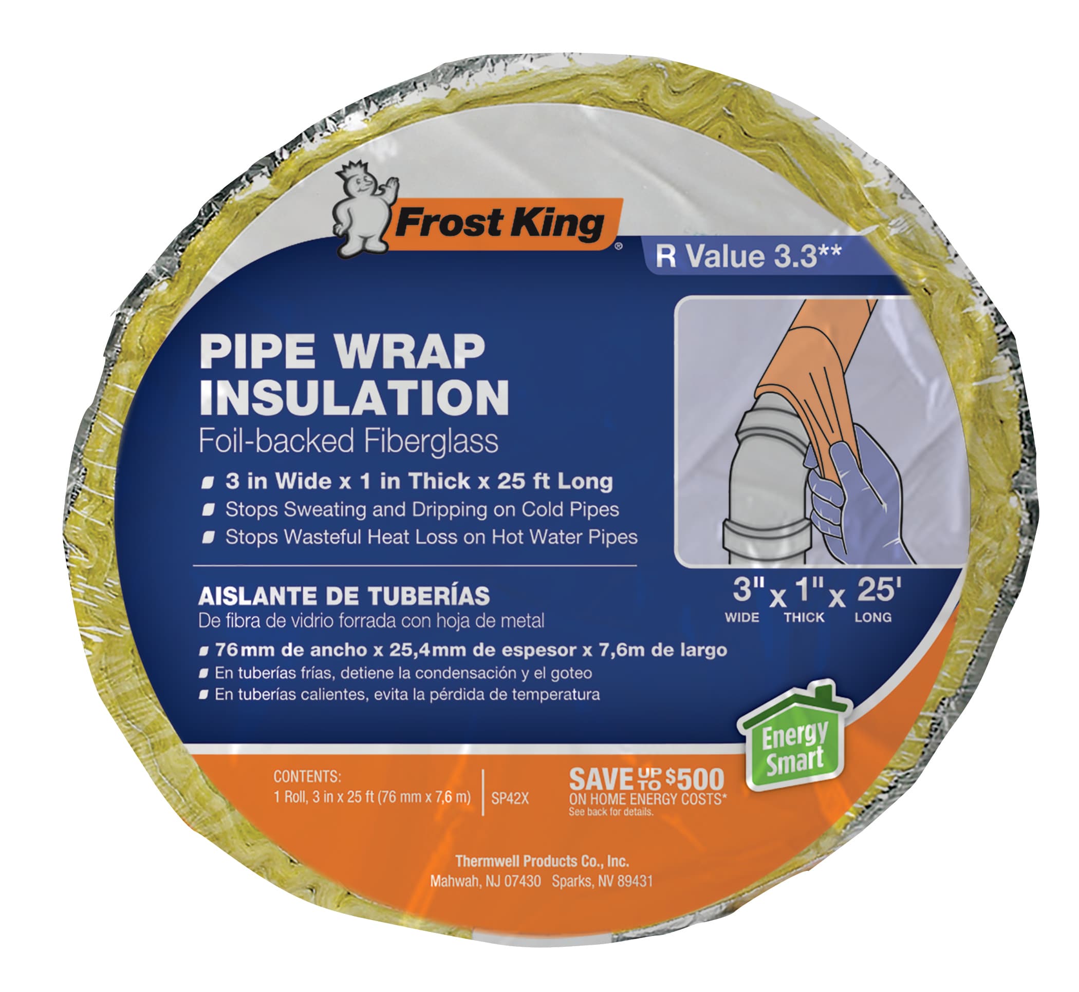 ,Yellow 3"x25' M-D BuildingProducts4929 3-inches-by-25-Feet Fiberglass Pipe Wrap 