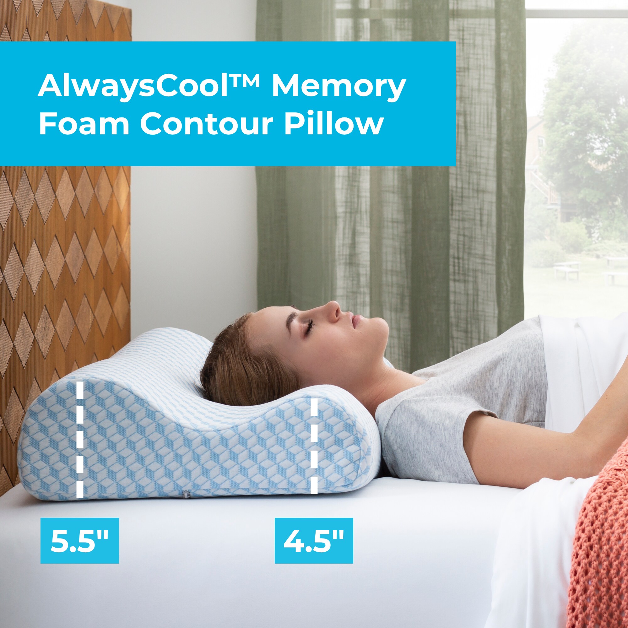 Sleep Innovations Neck Support Cool Contour Memory Foam Hypoallergenic Pillow 