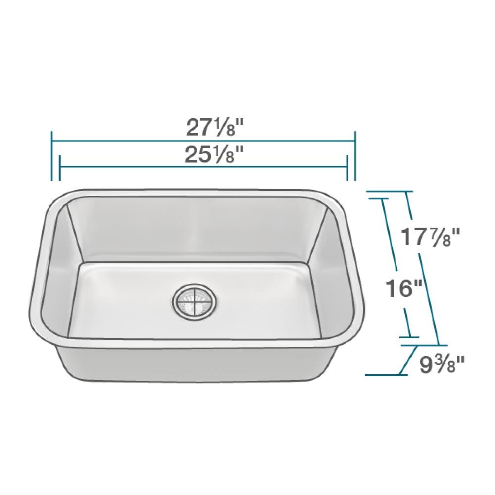 MR Direct Undermount 27.125-in x 17.875-in Stainless Steel Single Bowl Stainless Steel Kitchen Sink