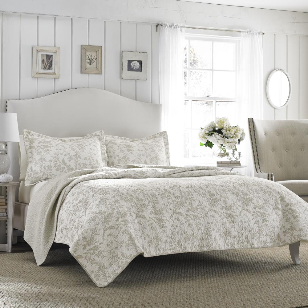 Laura Ashley Amberley 3-Piece Biscuit King Quilt Set in the Bedding Sets  department at Lowes.com
