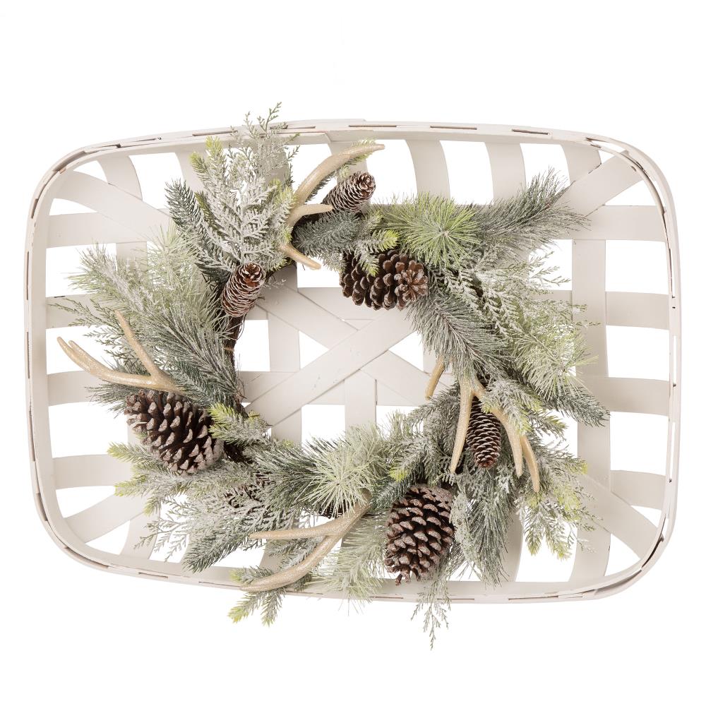Woodland Deer Antler Holiday Wreath Pine cones Berries Christmas Home Door Decor 